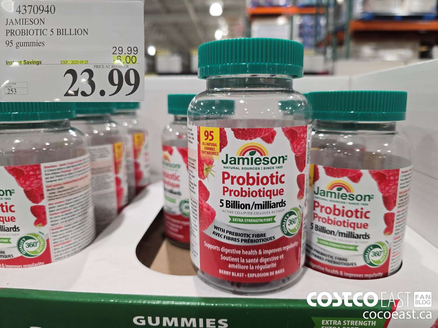 4370940 JAMIESON PROBIOTIC 5 BILLION 95 gummies ($6.00 INSTANT SAVINGS EXPIRES ON 2025-05-25) $23.99