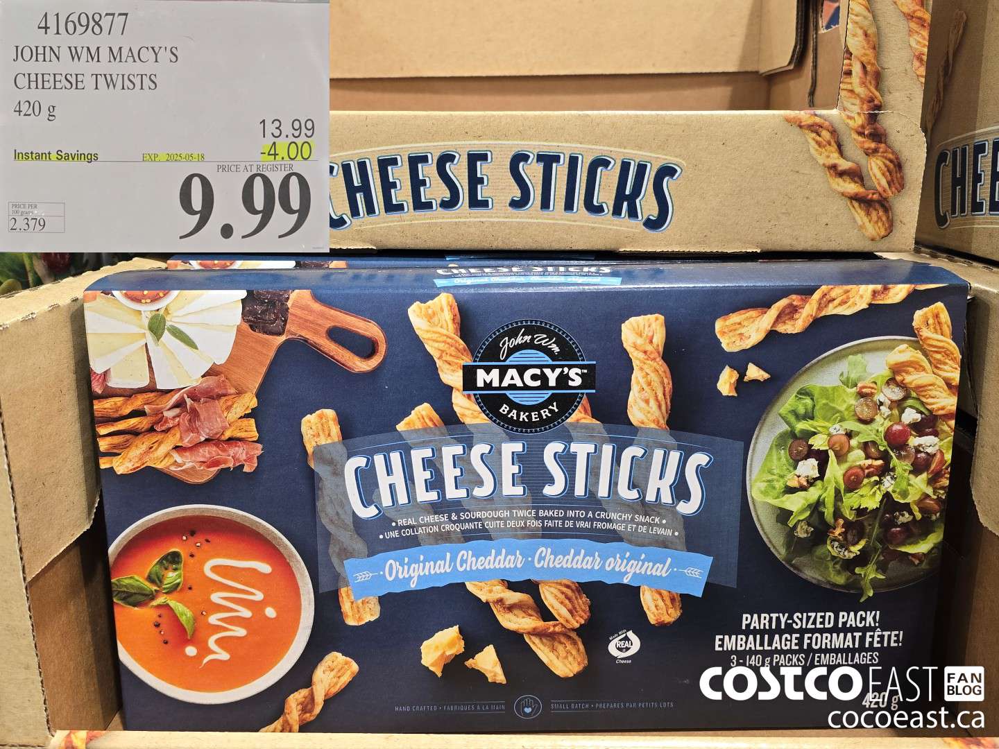 4169877 JOHN WM MACY'S CHEESE TWISTS 420 g ($4.00 INSTANT SAVINGS EXPIRES ON 2025-05-18) $9.99