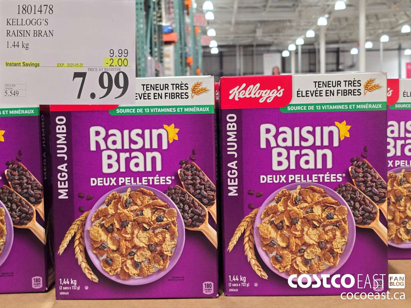 1801478 KELLOGG'S RAISIN BRAN 1.45 kg ($2.00 INSTANT SAVINGS EXPIRES ON 2025-05-25) $7.99