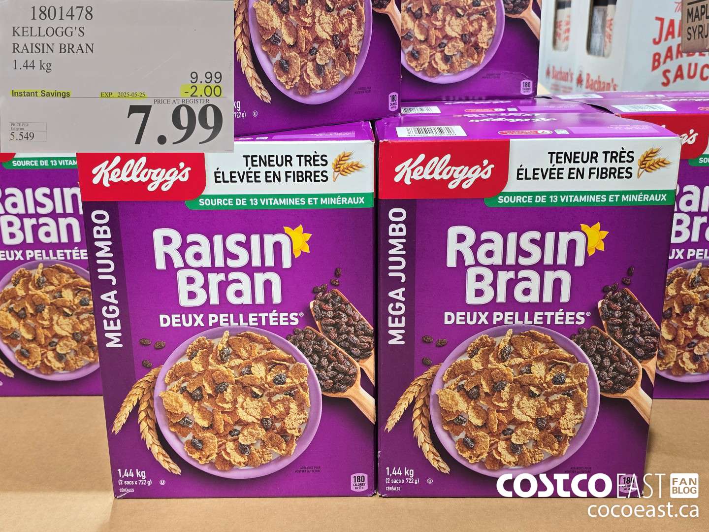 1801478 KELLOGG'S RAISIN BRAN 1.45 kg ($2.00 INSTANT SAVINGS EXPIRES ON 2025-05-25) $7.99