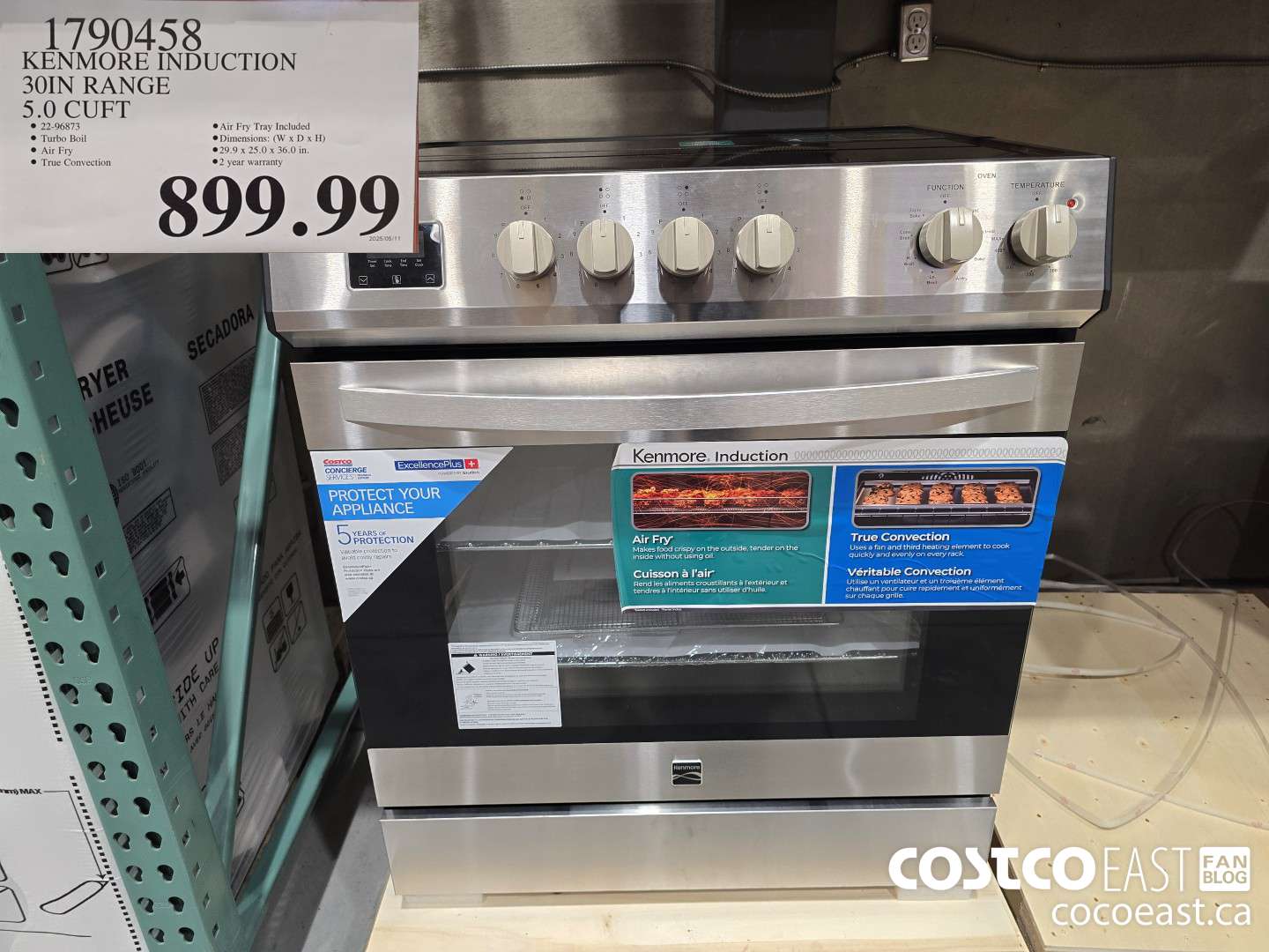 1790458 KENMORE INDUCTION 30IN RANGE 5.0 CUFT $899.99