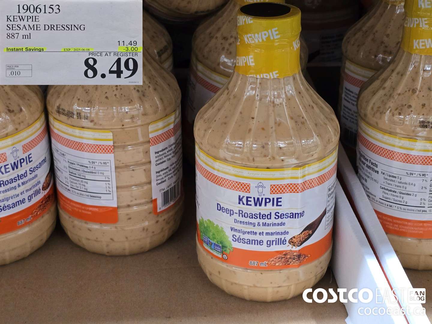1906153 KEWPIE SESAME DRESSING 887 ml ($3.00 INSTANT SAVINGS EXPIRES ON 2025-06-08) $8.49