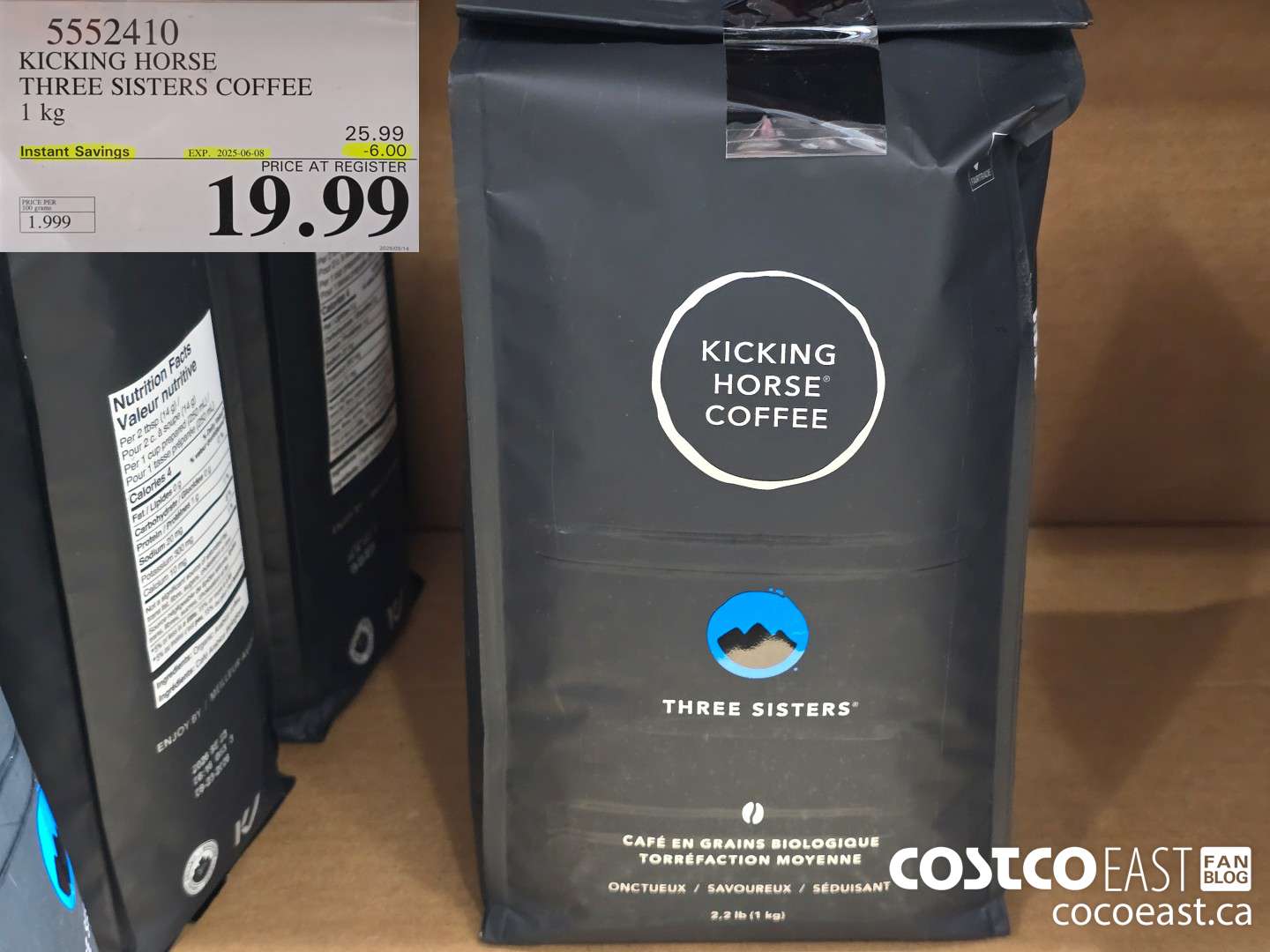 5552410 KICKING HORSE THREE SISTERS COFFEE 1 KG ($6.00 INSTANT SAVINGS EXPIRES ON 2025-06-08) $19.99