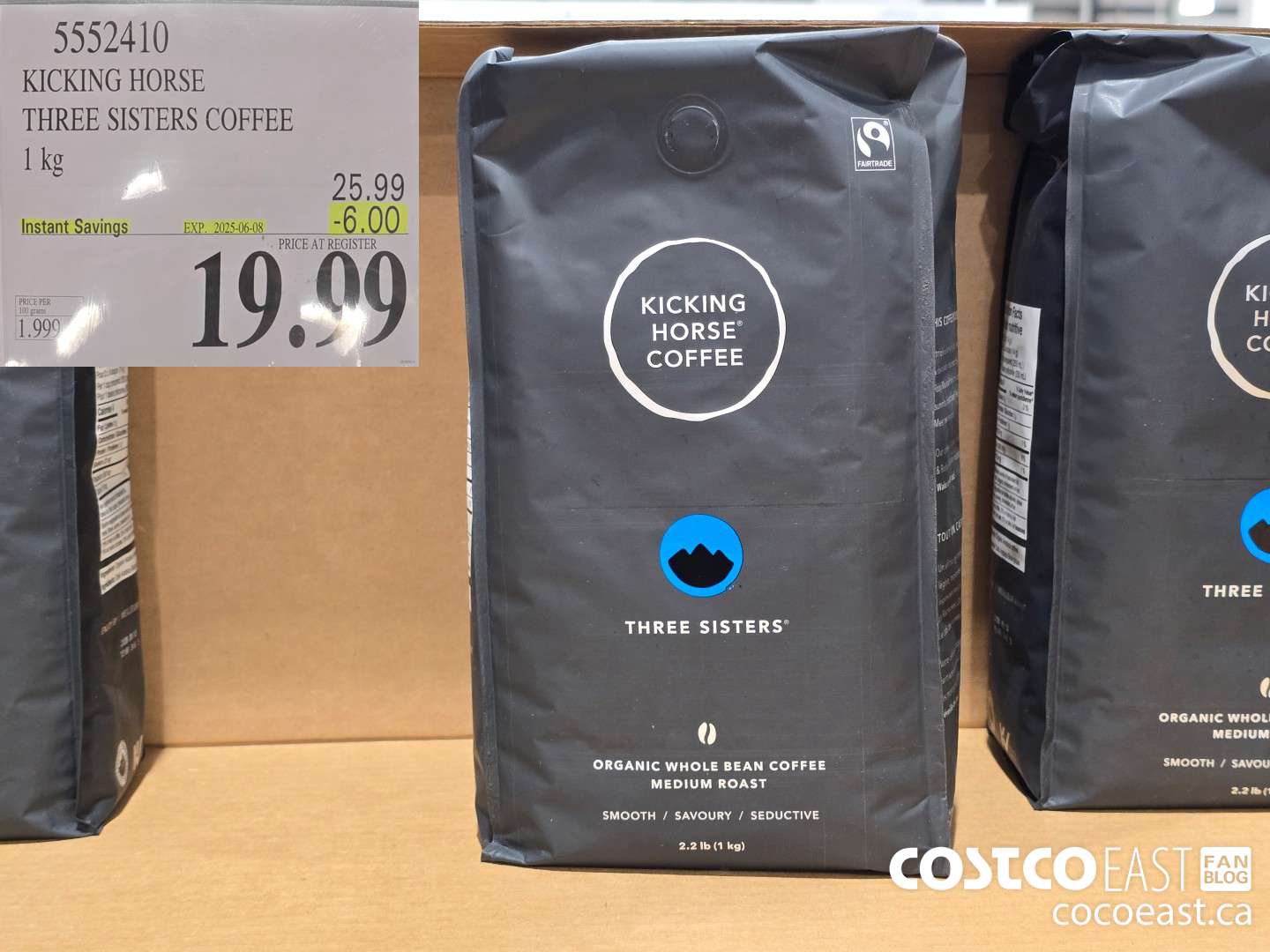 5552410 KICKING HORSE THREE SISTERS COFFEE 1 KG ($6.00 INSTANT SAVINGS EXPIRES ON 2025-06-08) $19.99