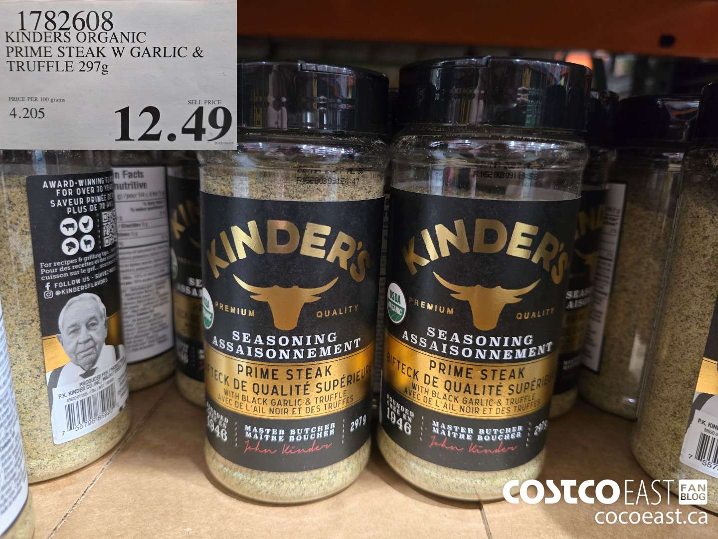 1782608 KINDERS ORGANIC PRIME STEAK W GARLIC & TRUFFLE 297G $12.99