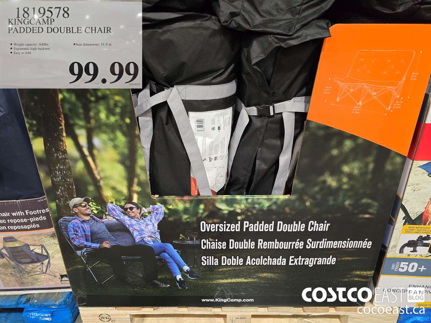 1819578 KINGCAMP PADDED DOUBLE CHAIR $99.99