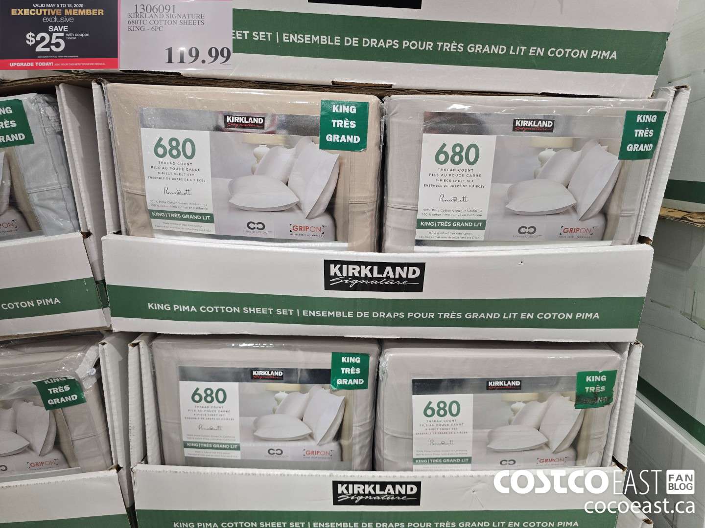 1306091 KIRKLAND SIGNATURE 680TC COTTON SHEETS KING 6PC ($25.00 INSTANT SAVINGS EXPIRES ON 2025-05-18) $94.99