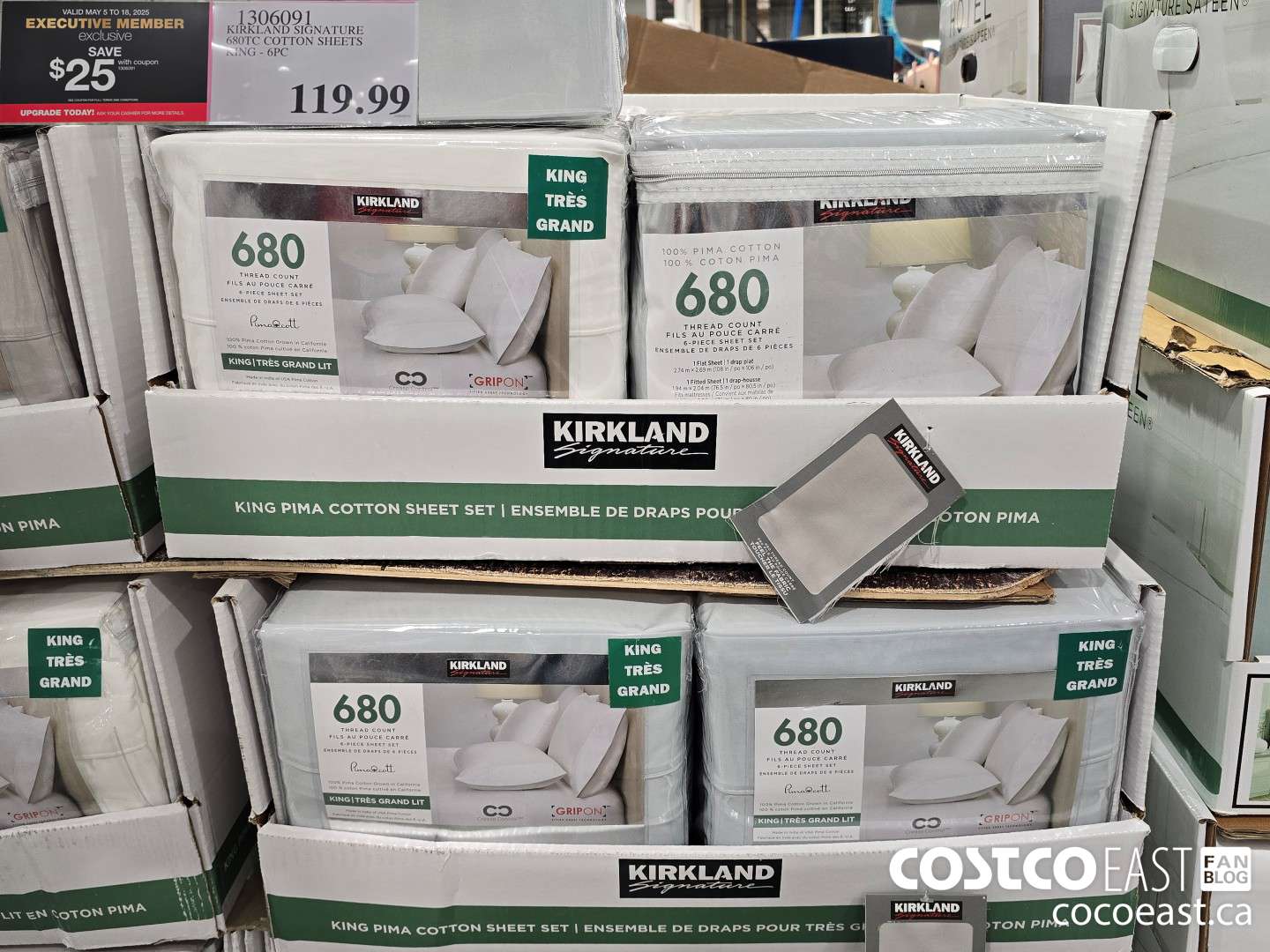 1306091 KIRKLAND SIGNATURE 680TC COTTON SHEETS KING 6PC ($25.00 INSTANT SAVINGS EXPIRES ON 2025-05-18) $94.99