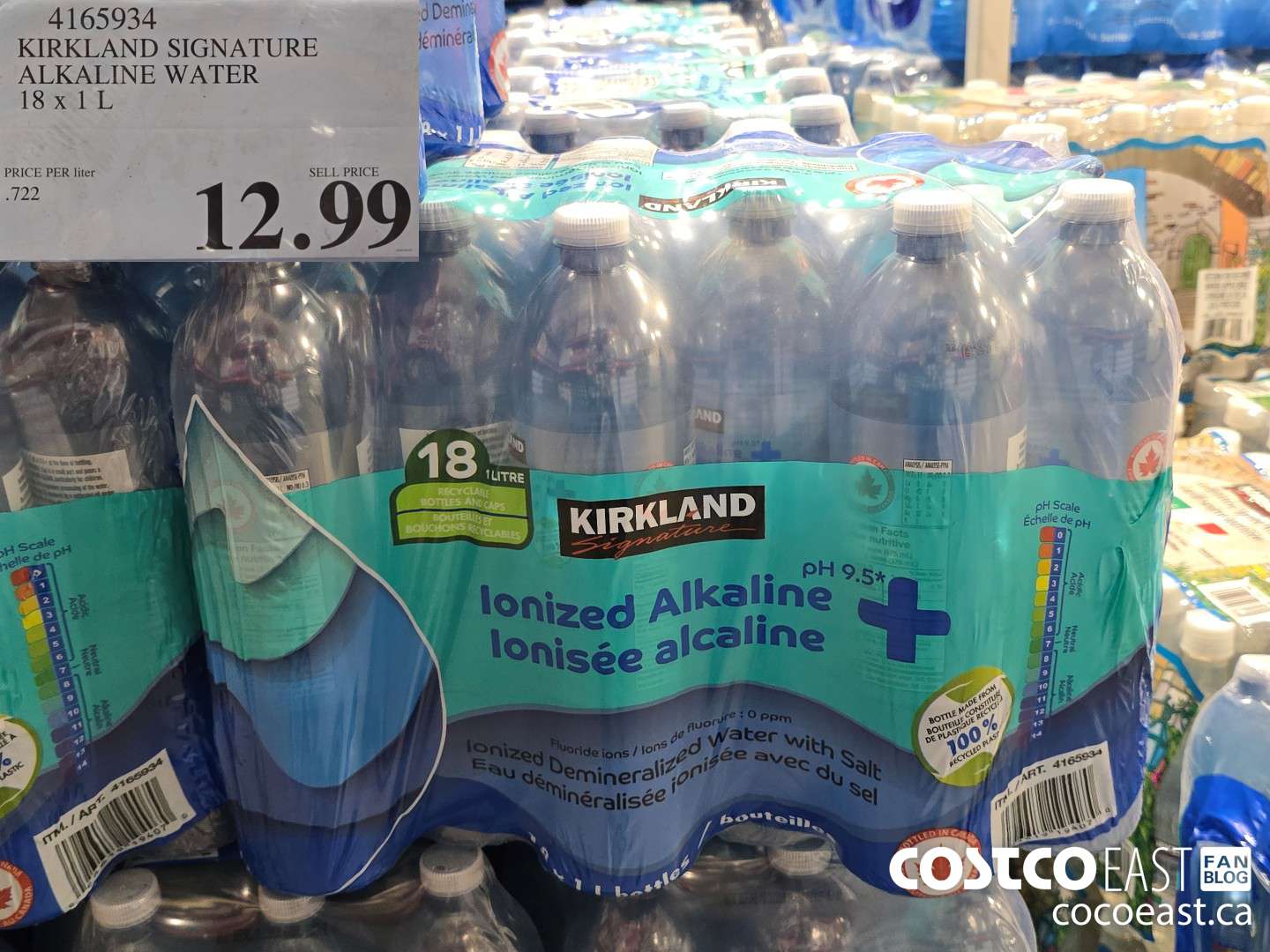 4165934 KIRKLAND SIGNATURE ALKALINE SPRING WATER 18 X 1 L $12.99