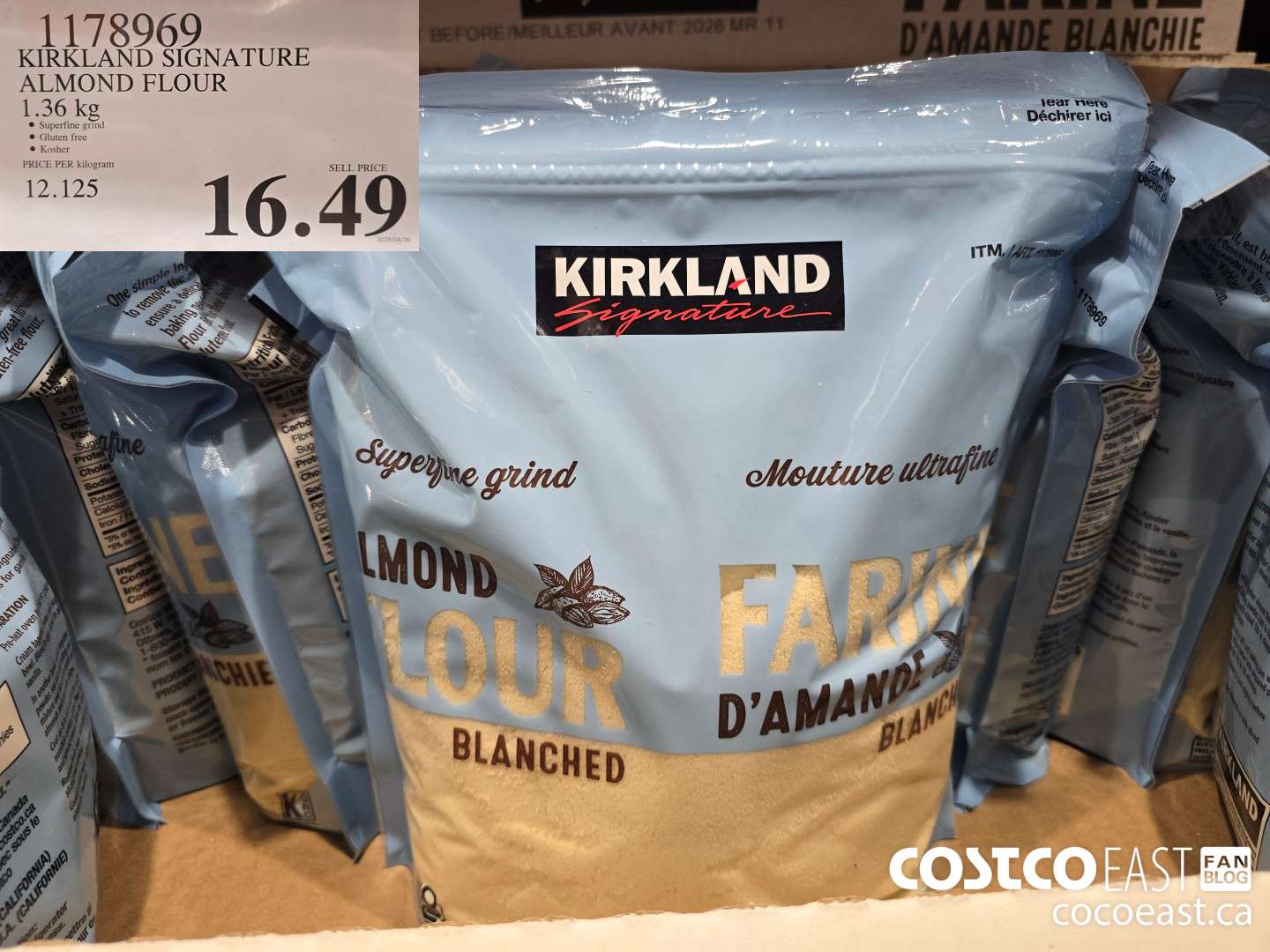 1178969 KIRKLAND SIGNATURE ALMOND FLOUR 1.36 KG $16.49