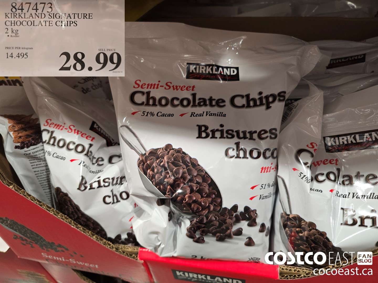 847473 KIRKLAND SIGNATURE CHOCOLATE CHIPS 2 KG $28.99