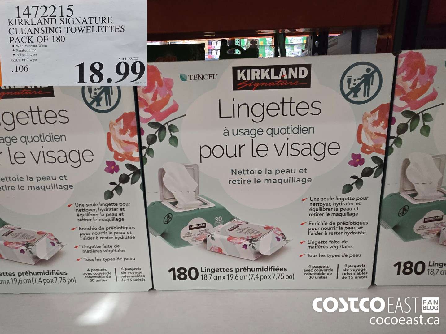 1472215 KIRKLAND SIGNATURE CLEANSING TOWELETTES PACK OF 180 $18.99