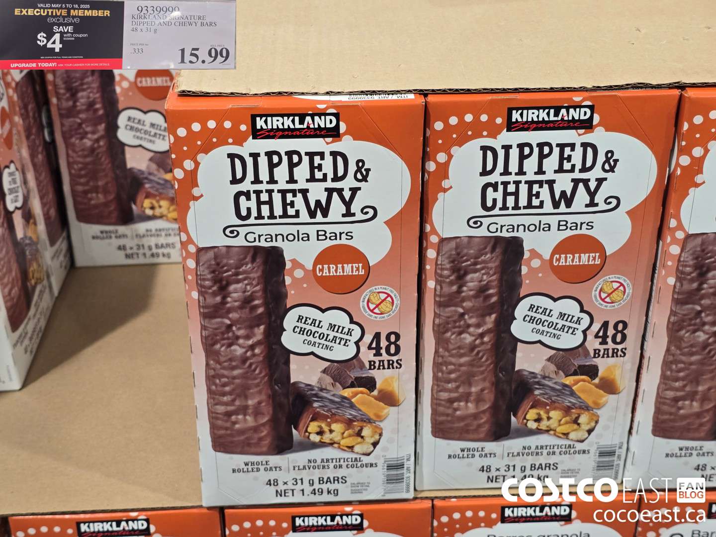 9339999 KIRKLAND SIGNATURE DIPPED AND CHEWY BARS 48x 31g ($4.00 INSTANT SAVINGS EXPIRES ON 2025-05-18) $11.99