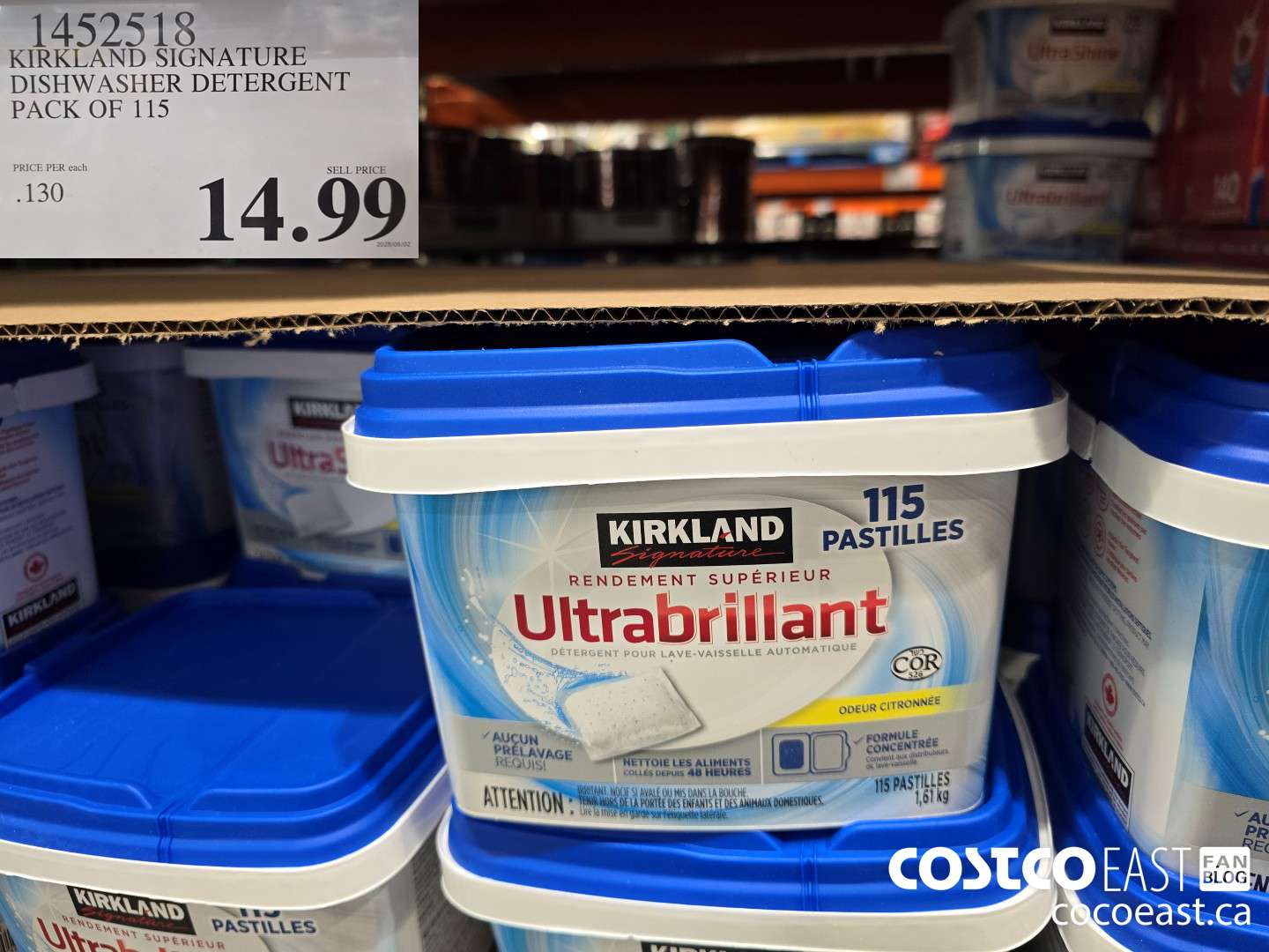 1452518 KIRKLAND SIGNATURE DISHWASHER DETERGENT 115 pack $14.99