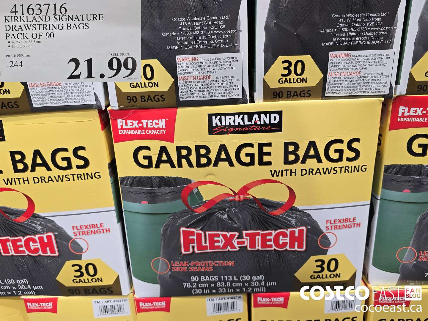 4163716 KIRKLAND SIGNATURE DRAWSTRING BAGS PACK OF 90 $21.99