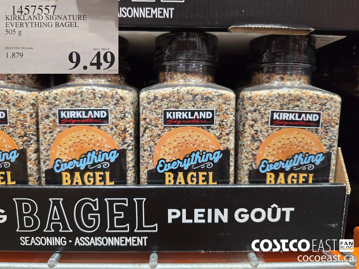 1457557 KIRKLAND SIGNATURE EVERYTHING BAGEL 505 g $9.49