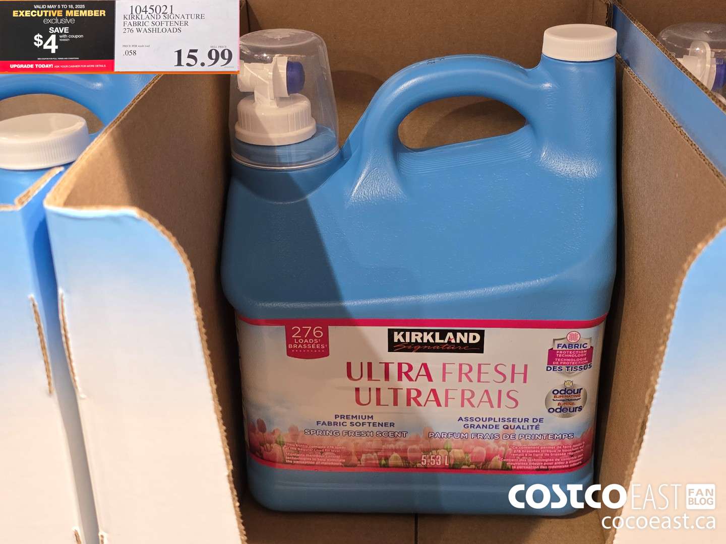 1045021 KIRKLAND SIGNATURE FABRIC SOFTENER 276 WASHLOADS ($4.00 INSTANT SAVINGS EXPIRES ON 2025-05-18) $11.99