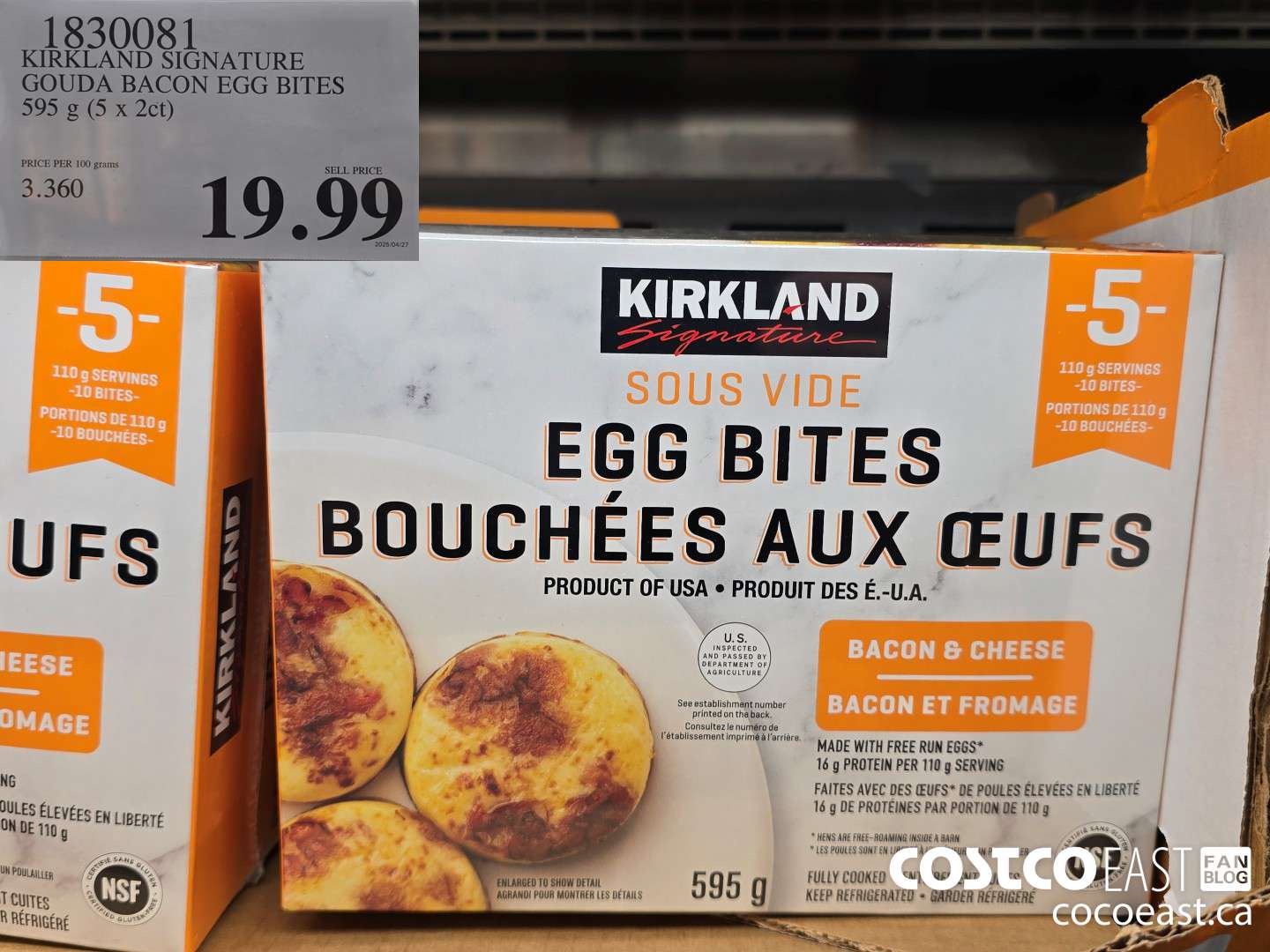 1830081 KIRKLAND SIGNATURE GOUDA BACON EGG BITES 595 G  $18.99