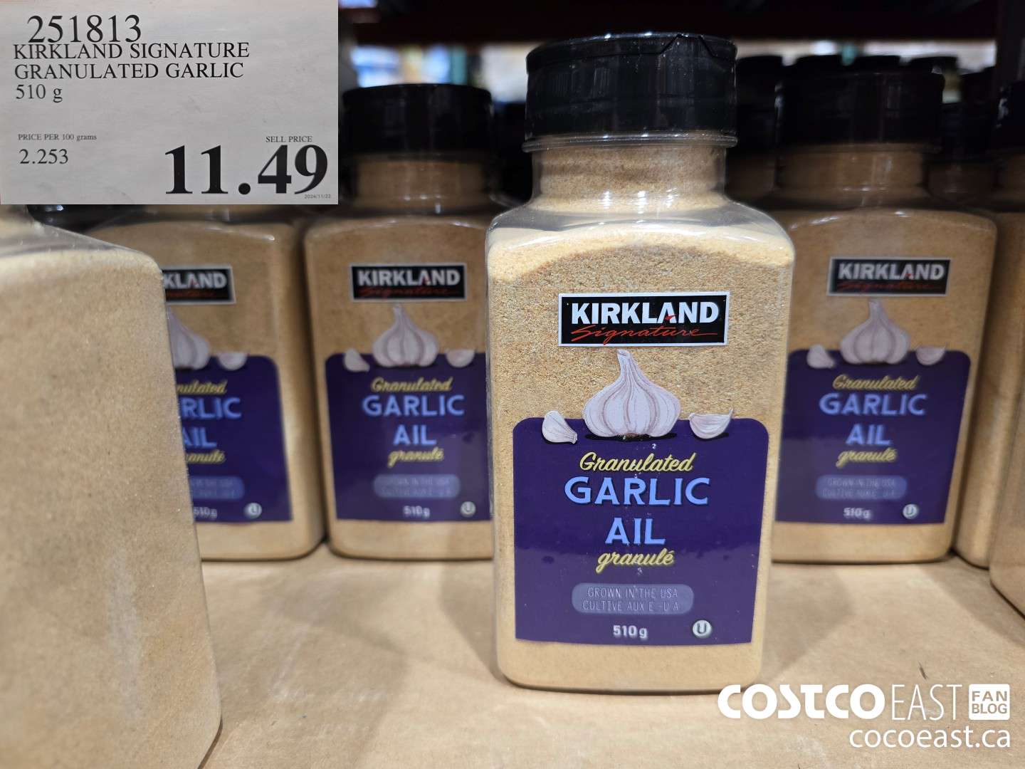 251813 KIRKLAND SIGNATURE GRANULATED GARLIC 510 G $11.49