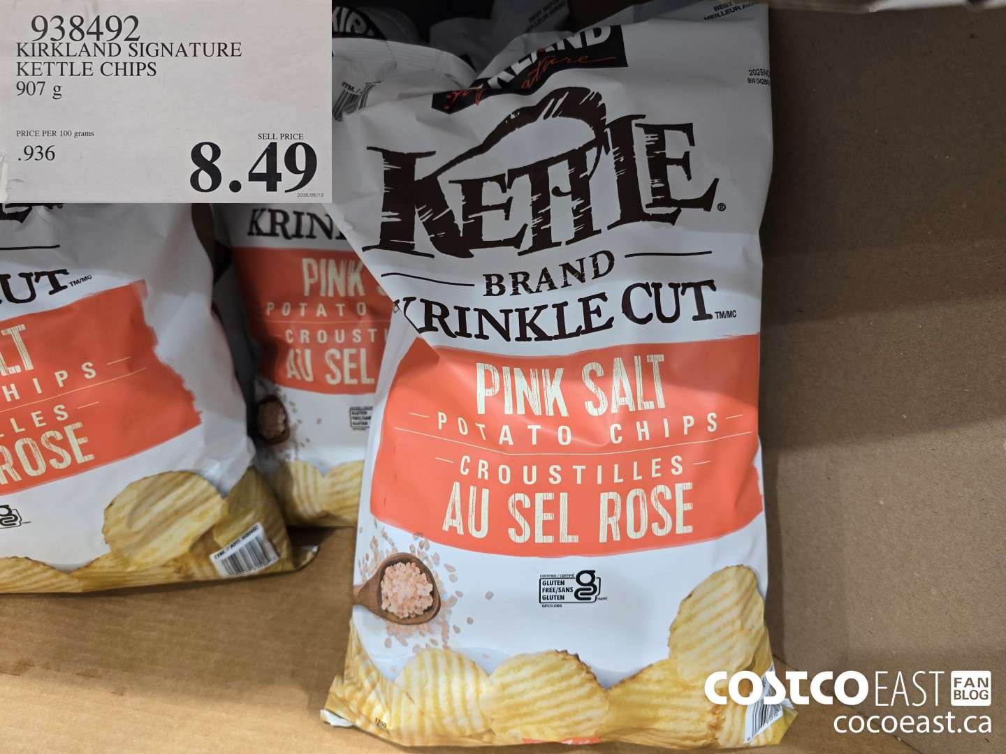 938492 KIRKLAND SIGNATURE KETTLE CHIPS 907 g $8.49