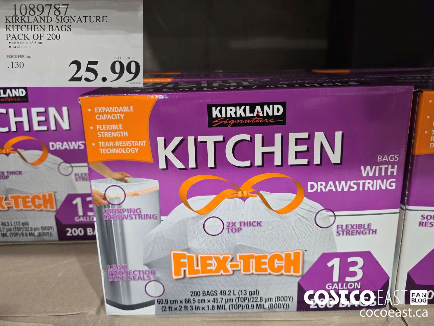 1089787 KIRKLAND SIGNATURE KITCHEN BAGS PACK OF 200 $25.99