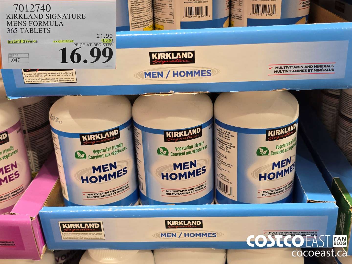 7012740 KIRKLAND SIGNATURE MENS FORMULA 365 TABLETS ($5.00 INSTANT SAVINGS EXPIRES ON 2025-05-25) $16.99