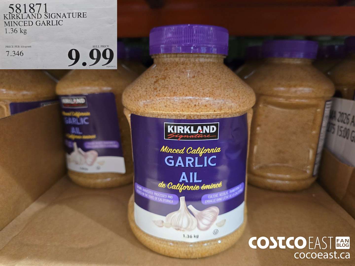 581871 KIRKLAND SIGNATURE MINCED GARLIC 1.36 KG $9.99
