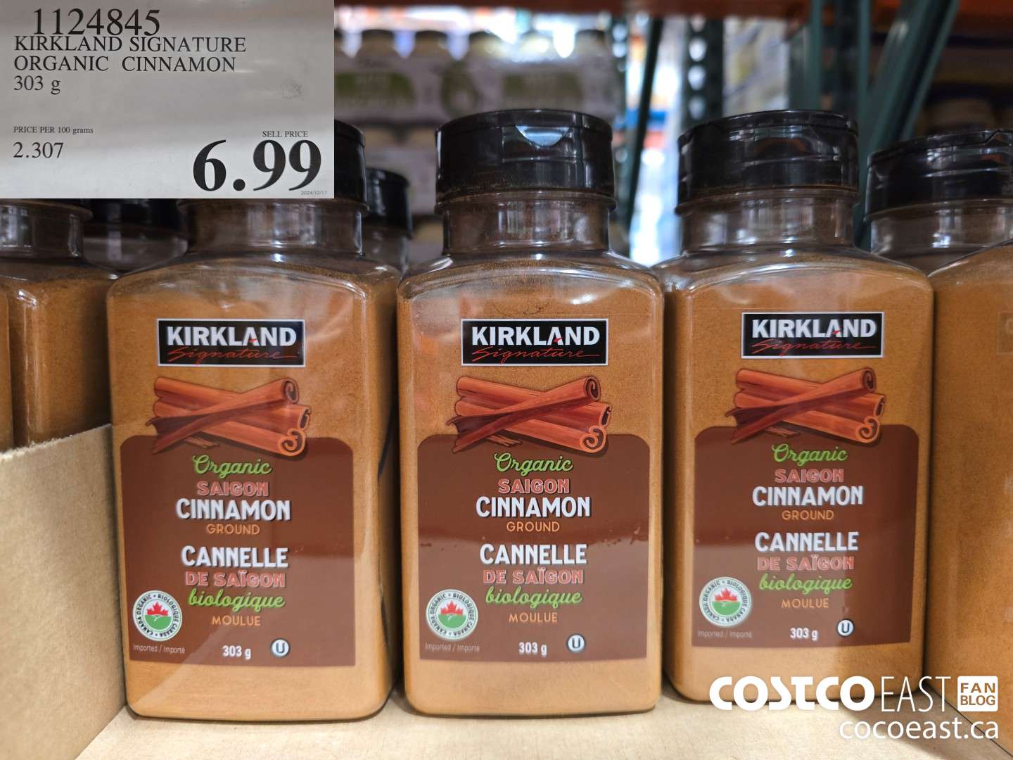 1124845 KIRKLAND SIGNATURE ORGANIC CINNAMON 303 g $6.99
