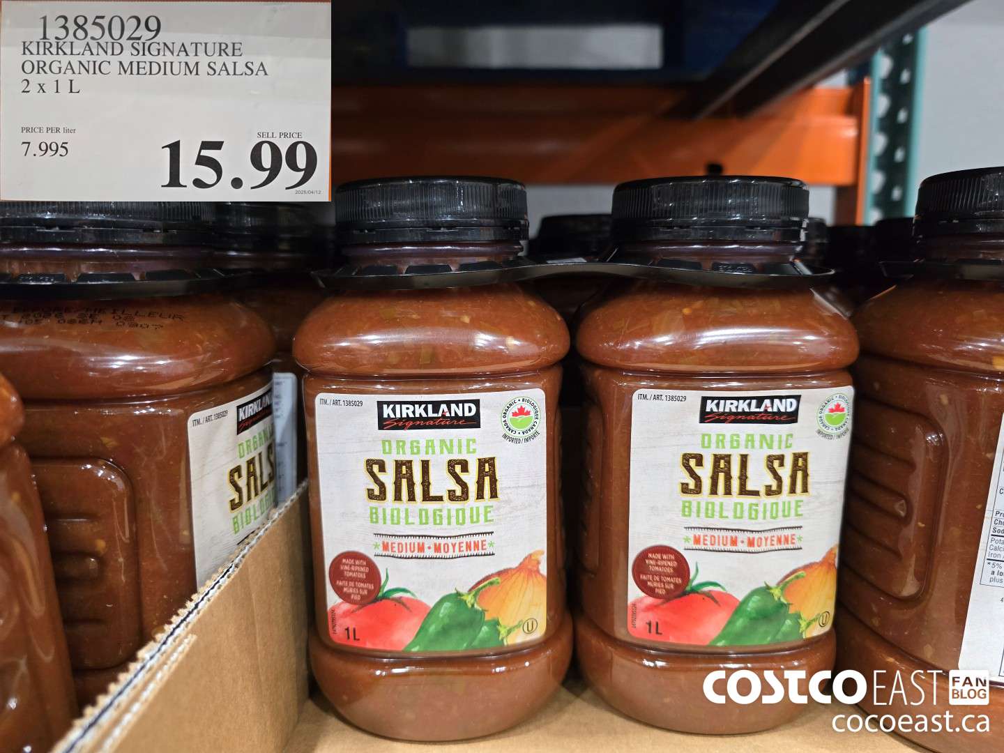 1385029 KIRKLAND SIGNATURE ORGANIC MEDIUM SALSA 2 X 1L $15.99