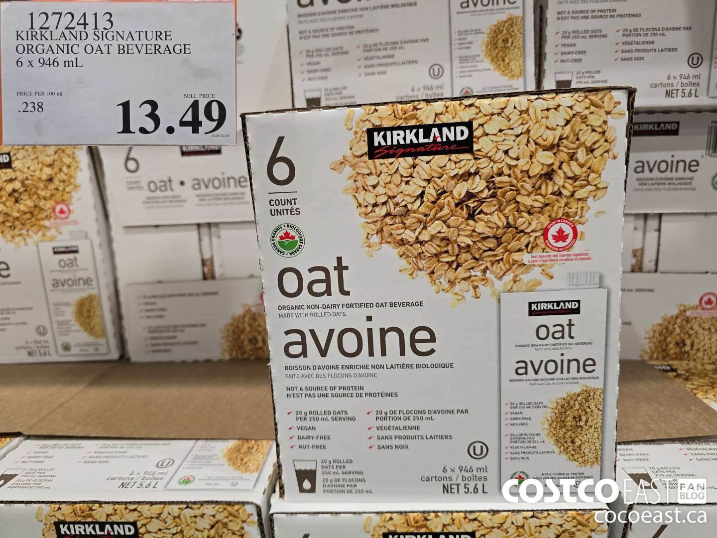 1272413 KIRKLAND SIGNATURE ORGANIC OAT BEVERAGE 6 x 946 mL $13.49