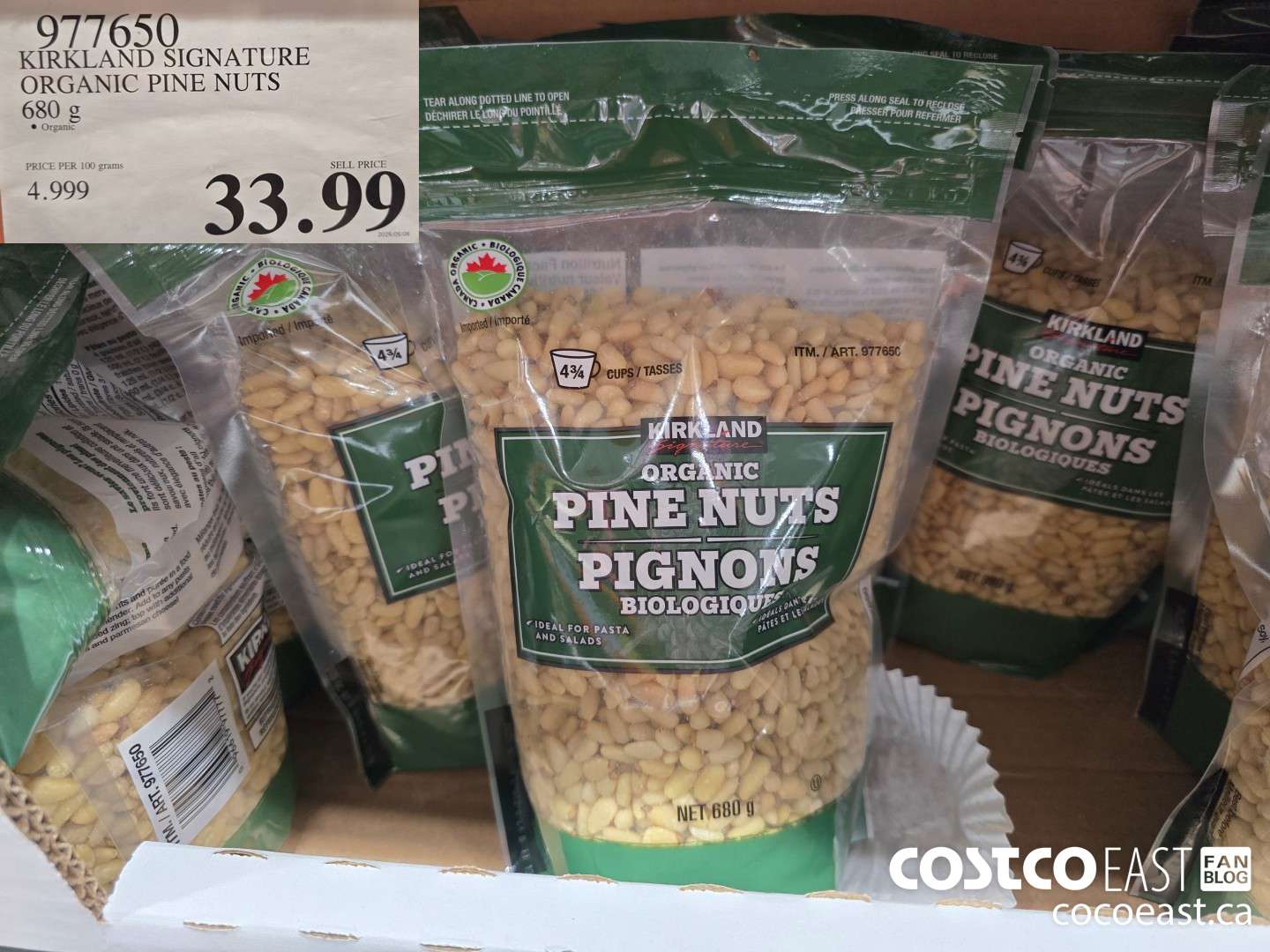 977650 KIRKLAND SIGNATURE ORGANIC PINE NUTS 680 G $32.99