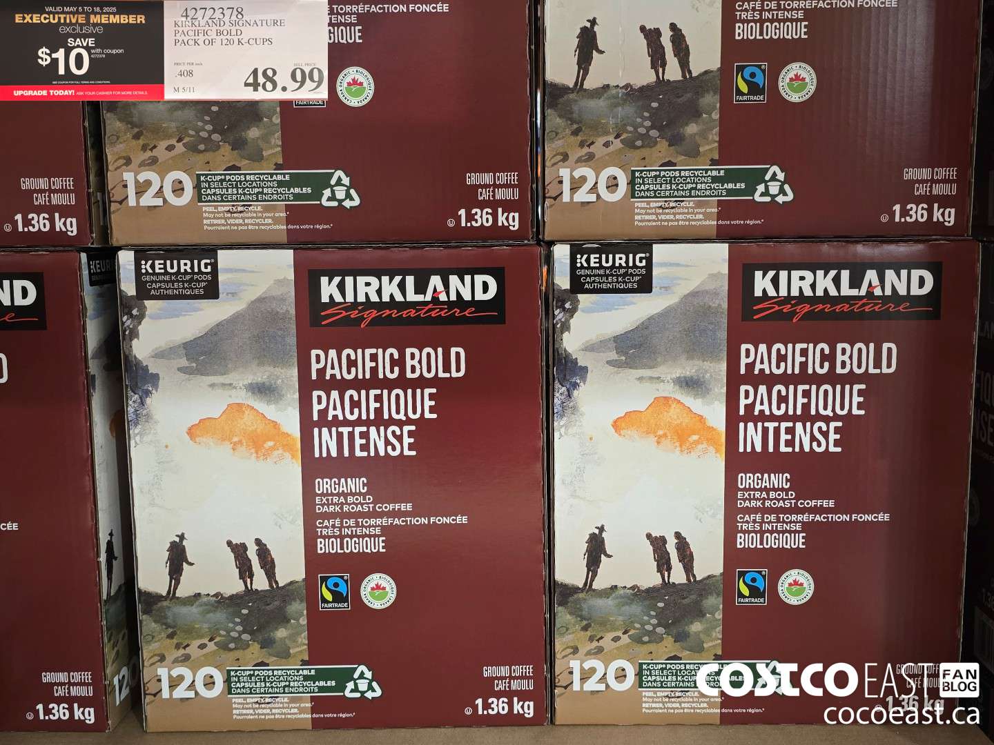 4272378 KIRKLAND SIGNATURE PACIFIC BOLD PACK OF 120 K-CUPS ($10.00 INSTANT SAVINGS EXPIRES ON 2025-05-18) $38.99