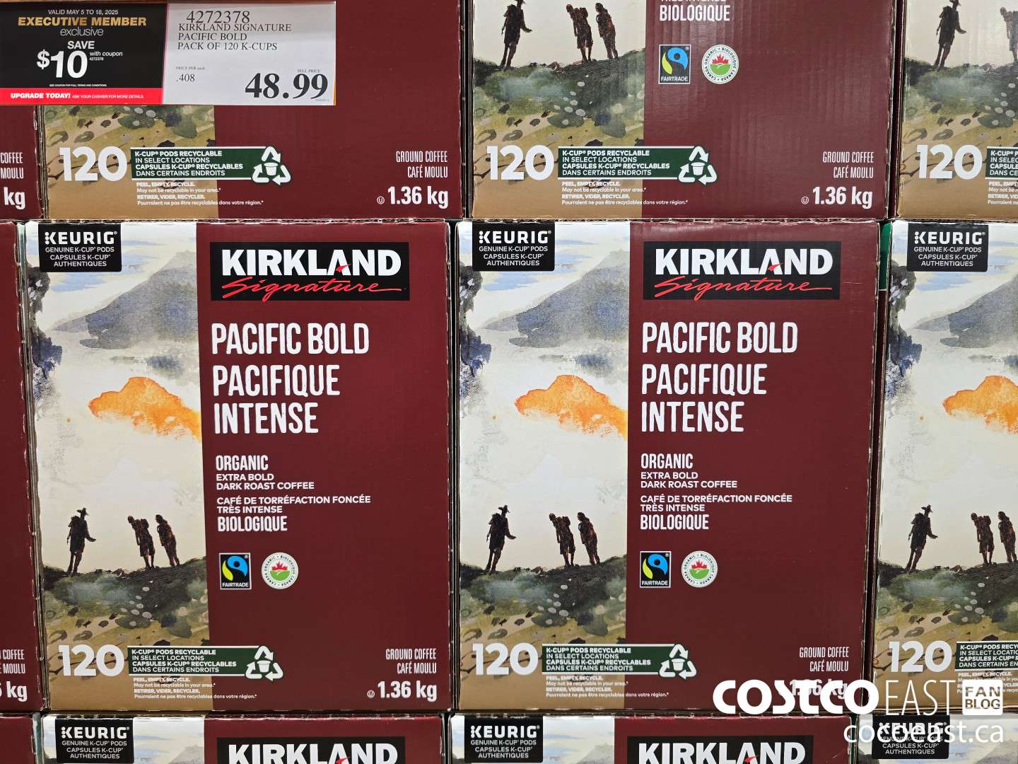 4272378 KIRKLAND SIGNATURE PACIFIC BOLD PACK OF 120 K-CUPS ($10.00 INSTANT SAVINGS EXPIRES ON 2025-05-18) $38.99