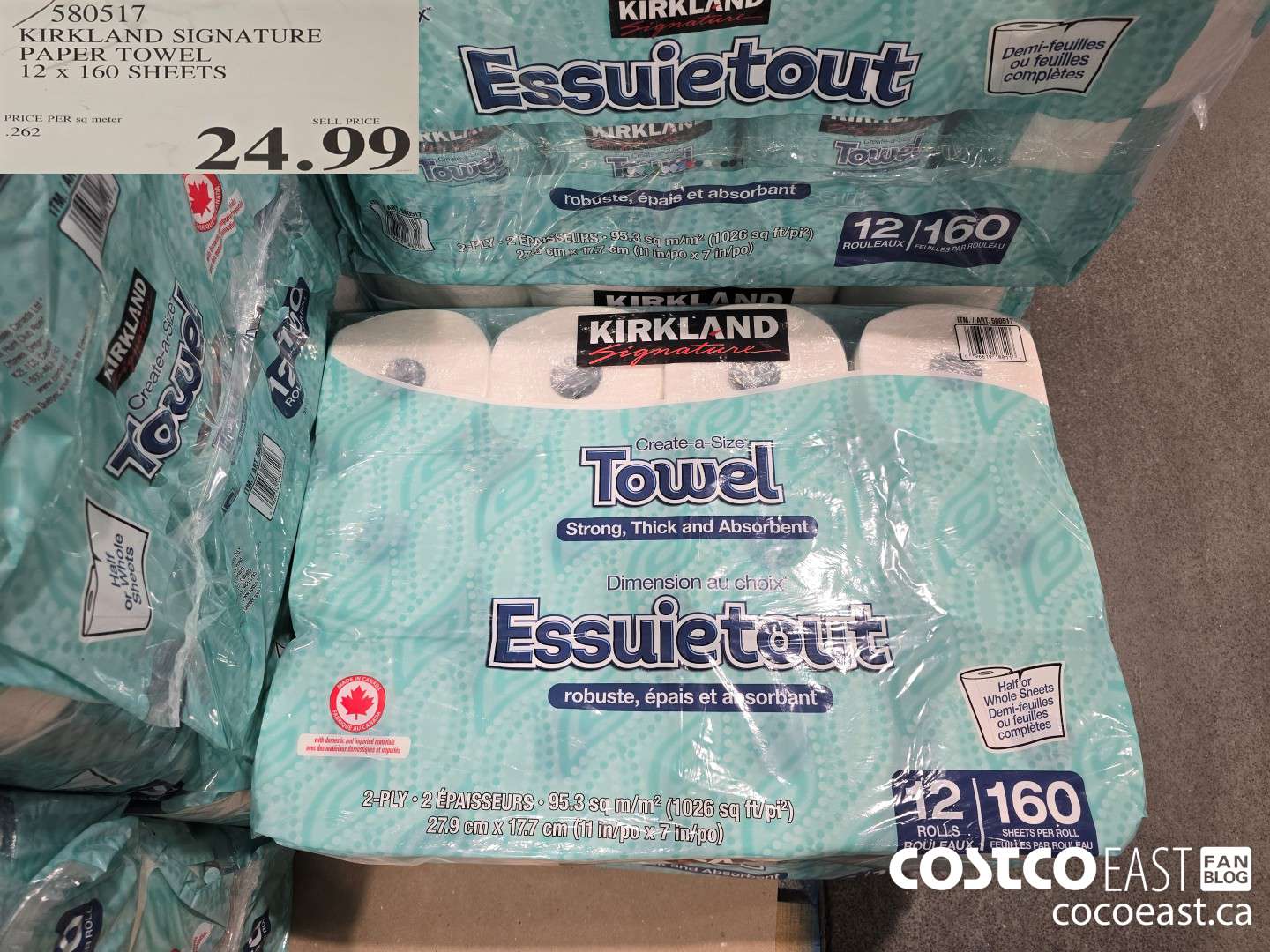 580517 KIRKLAND SIGNATURE PAPER TOWEL12 X 160 SHEETS $24.99