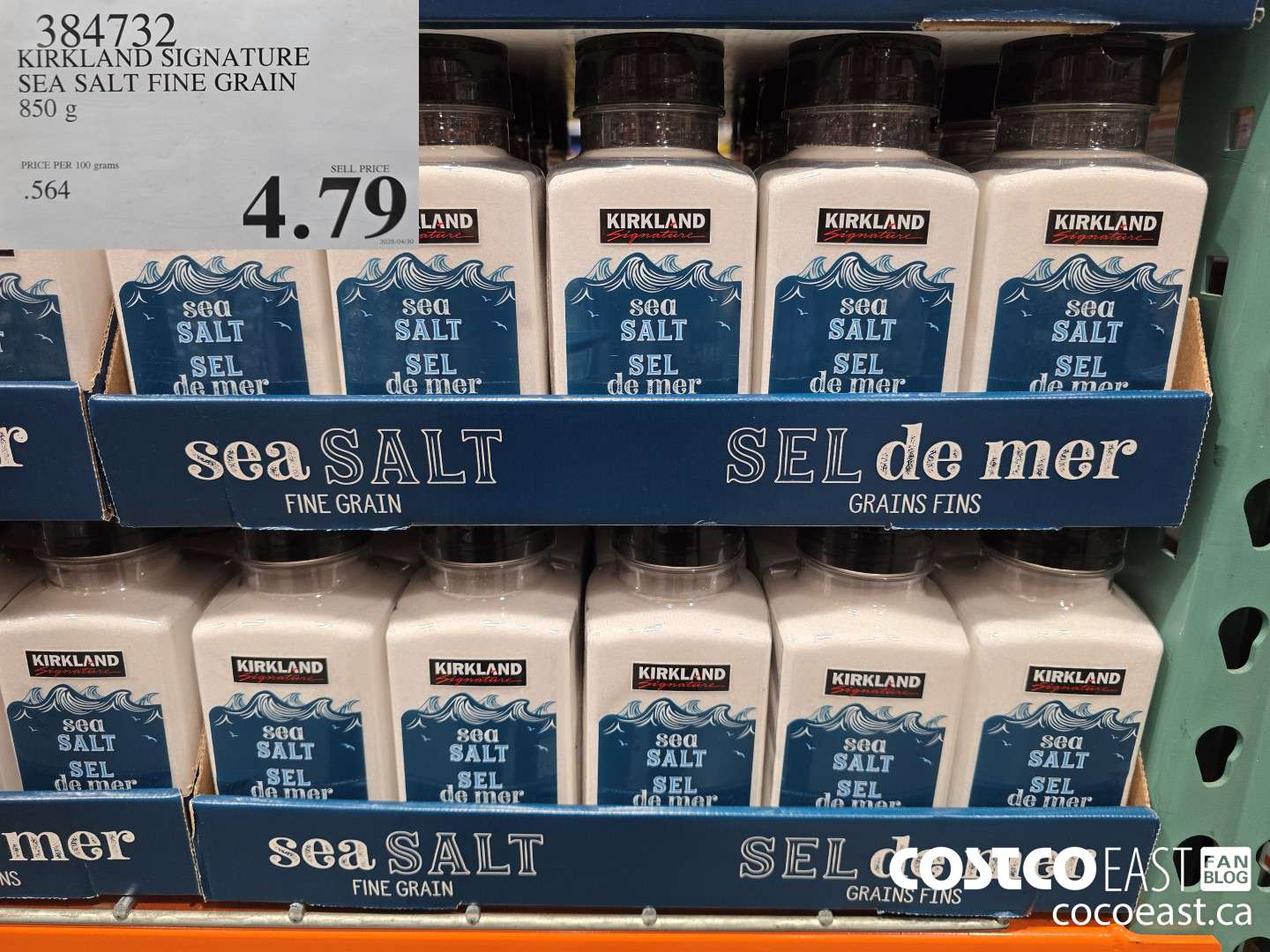 384732 KIRKLAND SIGNATURE SEA SALT FINE GRAIN 850 G $4.79