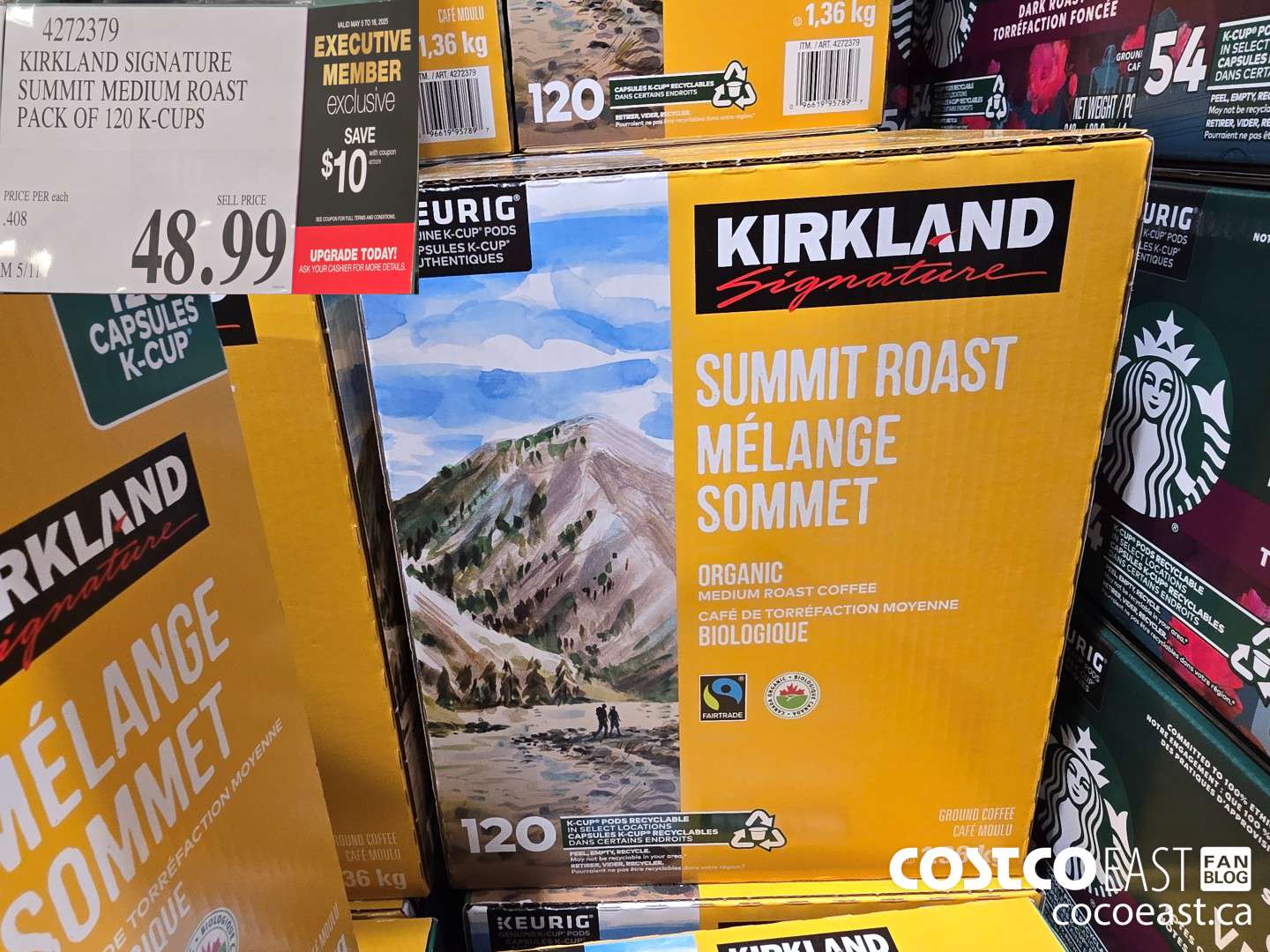 4272379 KIRKLAND SIGNATURE SUMMIT MEDIUM ROAST PACK OF 120 K-CUPS ($10.00 INSTANT SAVINGS EXPIRES ON 2025-05-18) $38.99