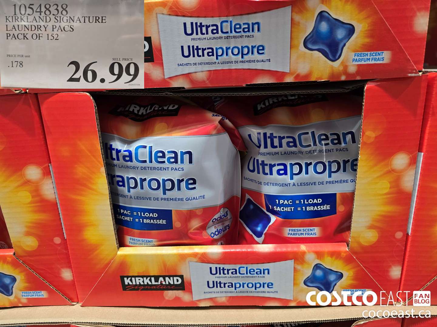 1054838 KIRKLAND SIGNATURE ULTRA CLEAN LAUNDRY PACS PACK OF 152 $26.99