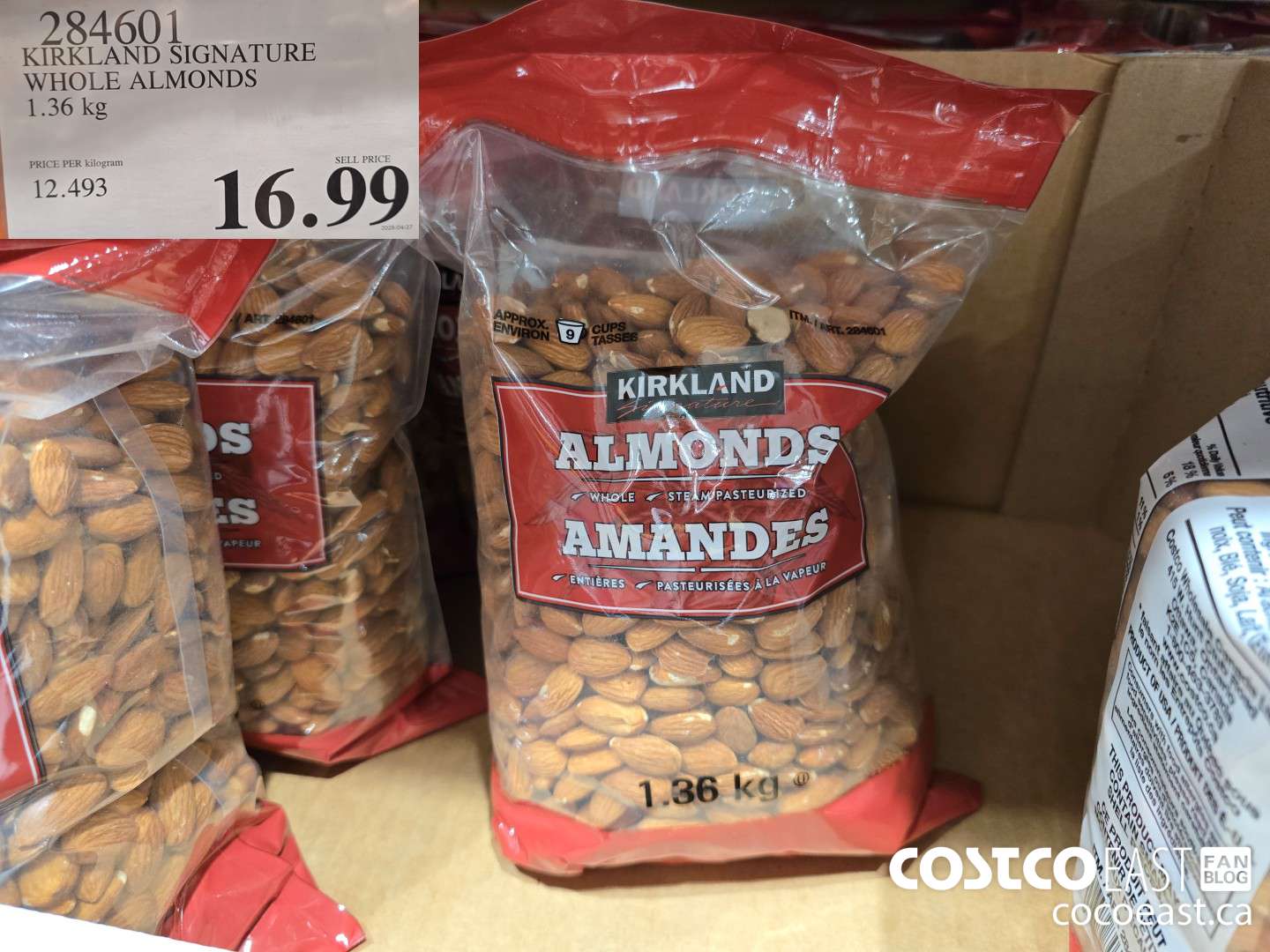 284601 KIRKLAND SIGNATURE WHILE ALMONDS 1.36 KG $16.99