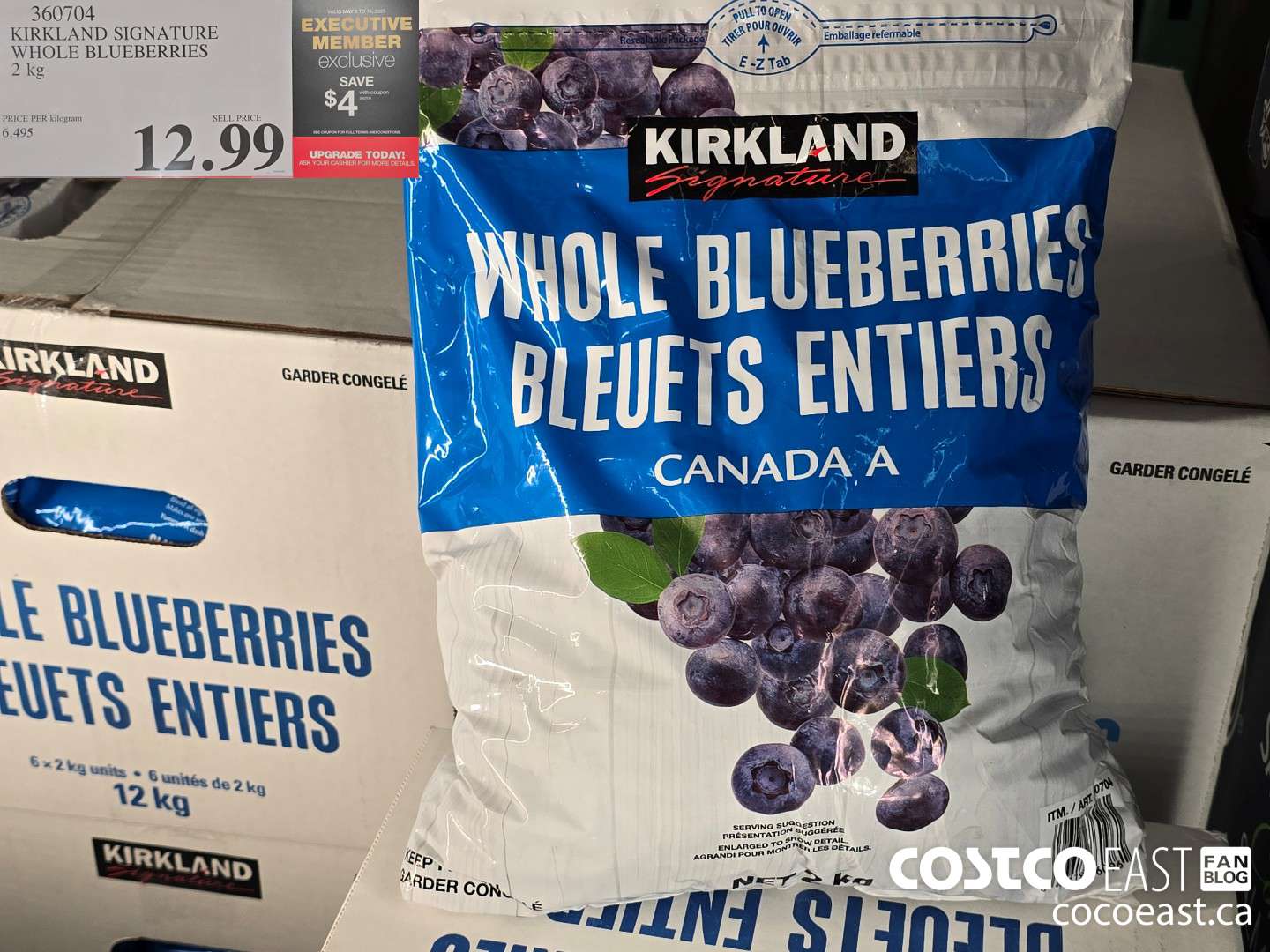 360704 KIRKLAND SIGNATURE WHOLE BLUEBERRIES 2 kg ($4.00 INSTANT SAVINGS EXPIRES ON 2025-05-18) $8.99