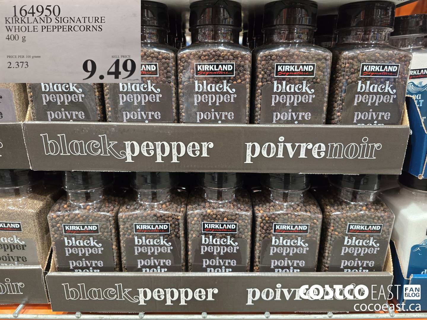 164950 KIRKLAND SIGNATURE WHOLE PEPPERCORNS 400 G $9.49