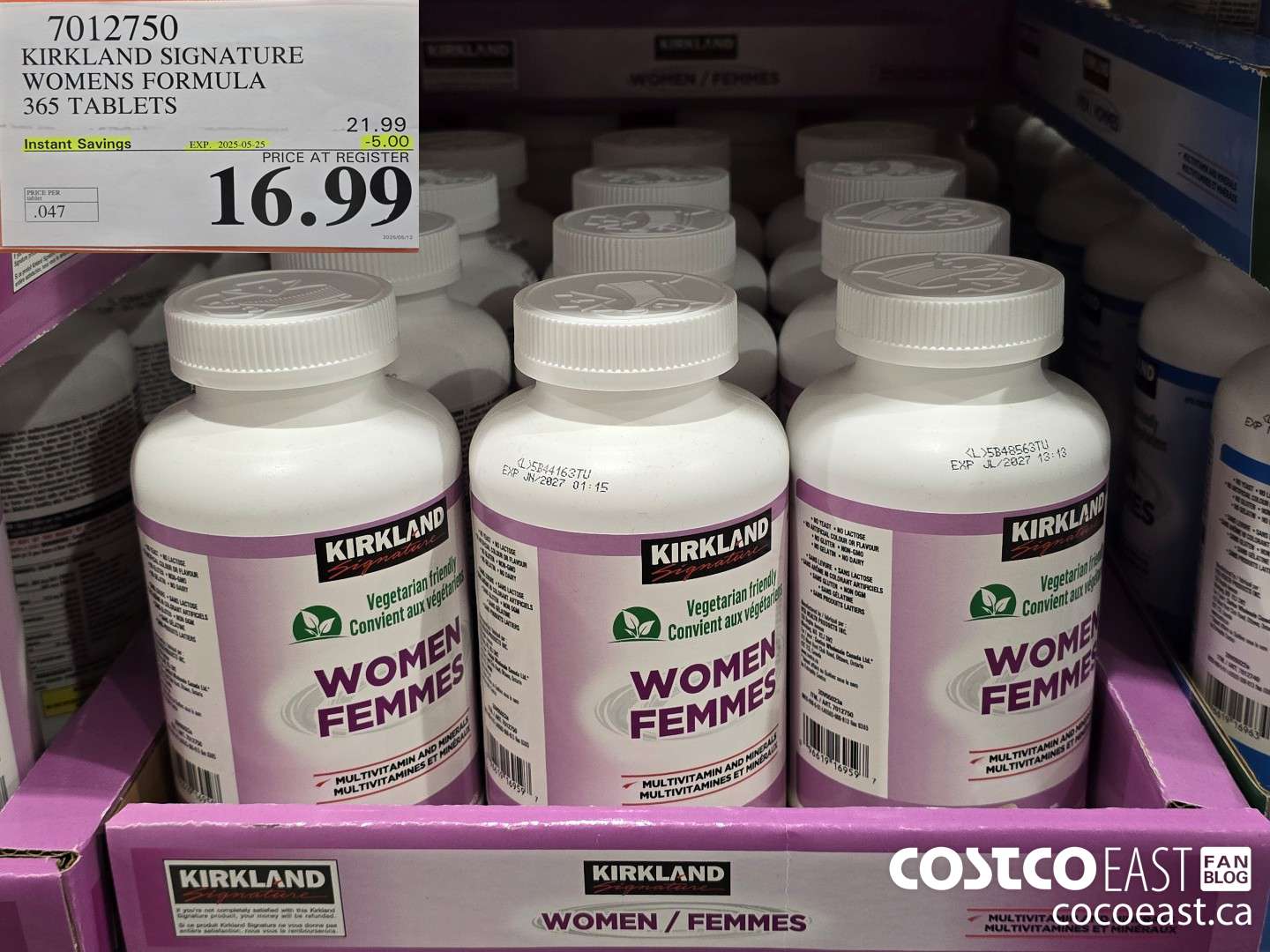 7012750 KIRKLAND SIGNATURE WOMEN FORMULA 365 TABLETS ($5.00 INSTANT SAVINGS EXPIRES ON 2025-05-25) $16.99