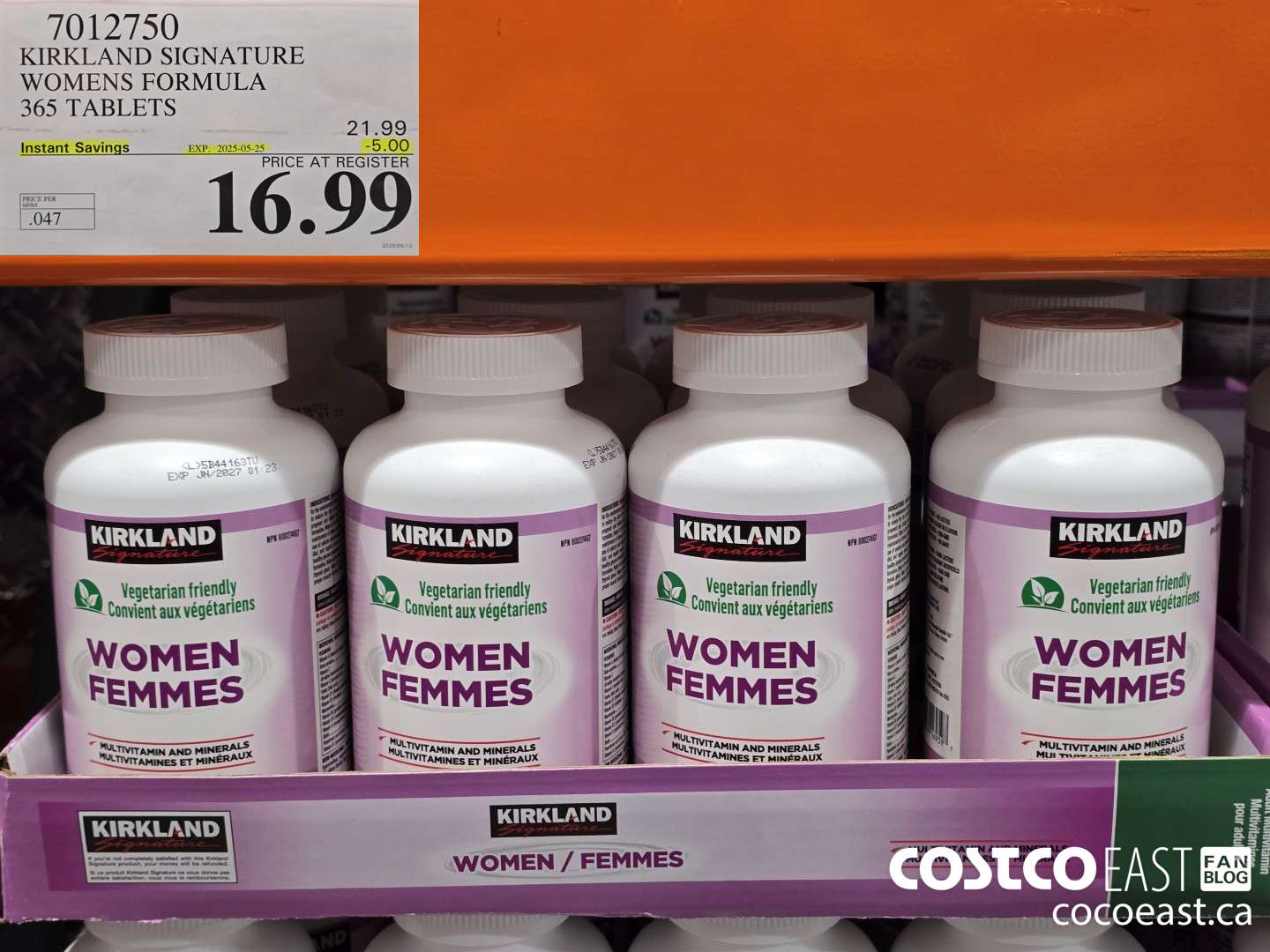 7012750 KIRKLAND SIGNATURE WOMEN FORMULA 365 TABLETS ($5.00 INSTANT SAVINGS EXPIRES ON 2025-05-25) $16.99