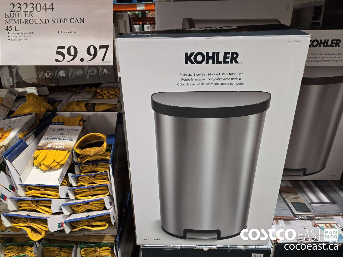 2323044 KOHLER SEMI-ROUND STEP CAN 45L $59.97