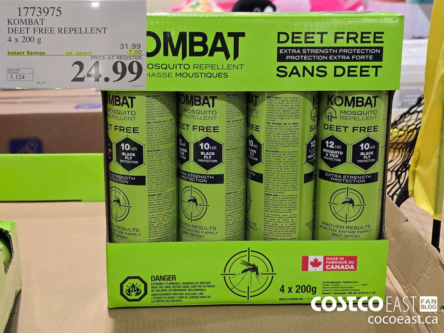 1773975 KOMBAT DEET FREE REPELLENT 4 X 200 G ($7.00 INSTANT SAVINGS EXPIRES ON 2025-05-25) $24.99