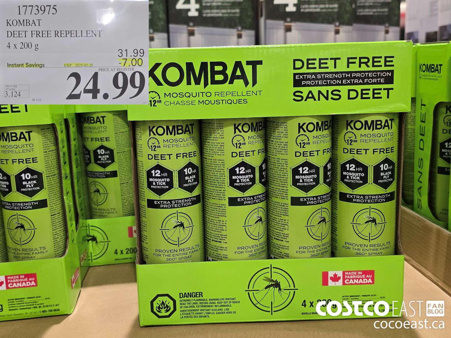 1773975 KOMBAT DEET FREE REPELLENT 4 X 200 G ($7.00 INSTANT SAVINGS EXPIRES ON 2025-05-25) $24.99