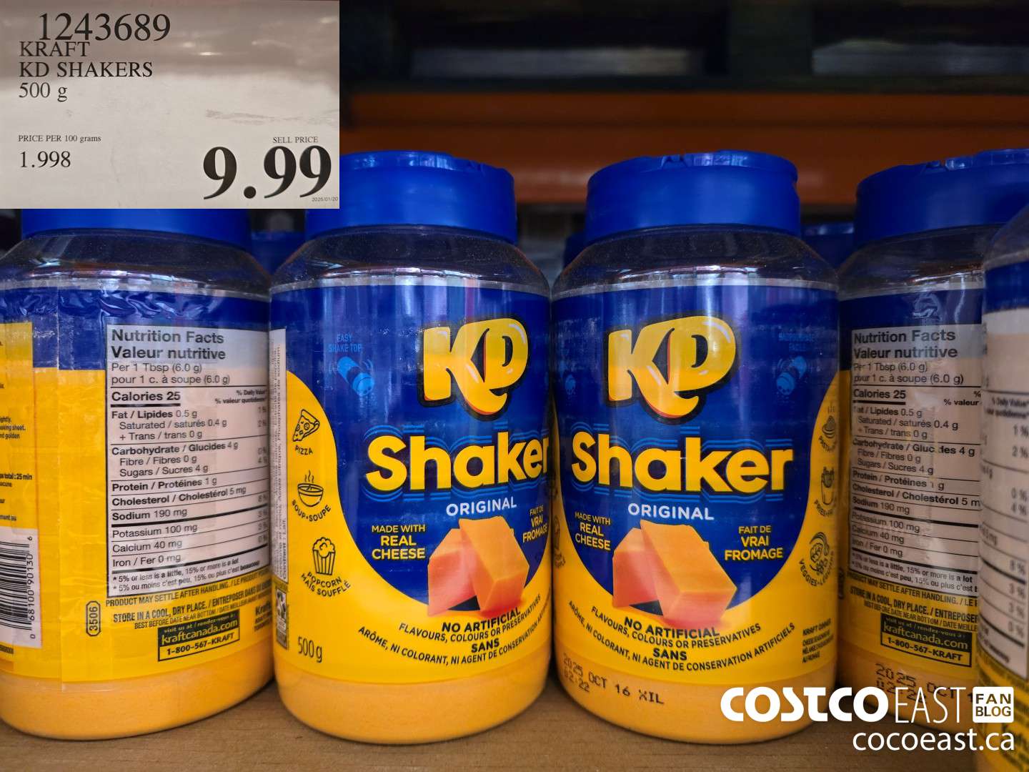 1243689 KRAFT KD SHAKERS 500g $9.99
