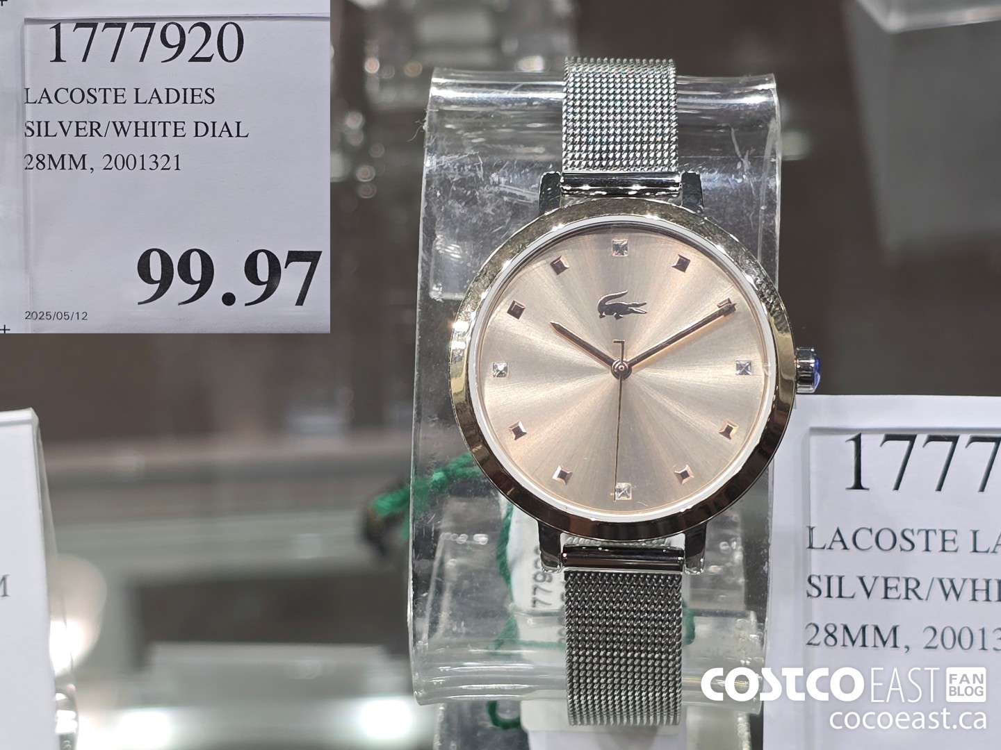 1777920 LACOSTE LADIES SILVER/WHITE DIAL 28MM, 2001321  $99.97