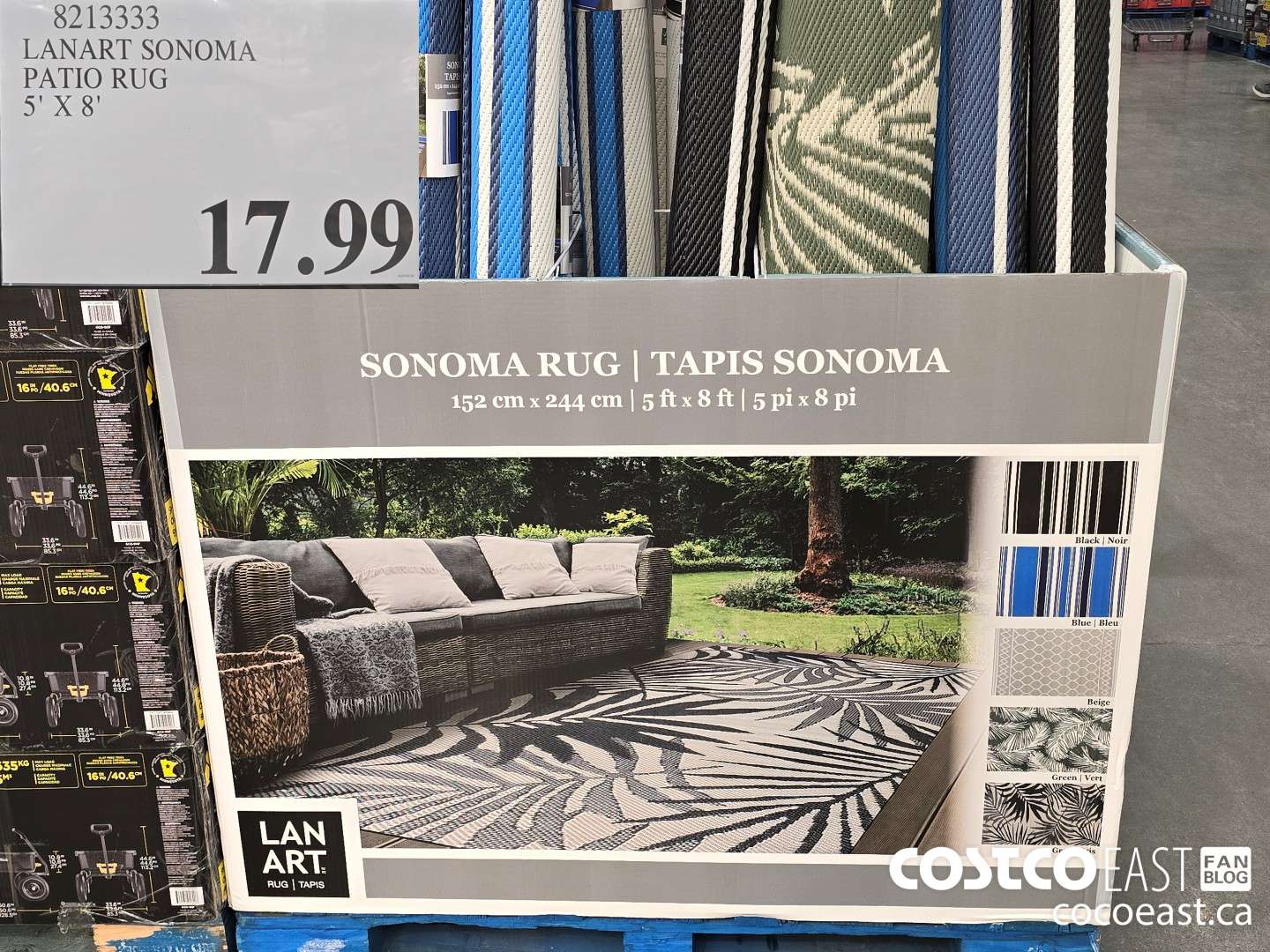 8213333 LANART SONOMA PATIO RUG 5' X 8' $17.99