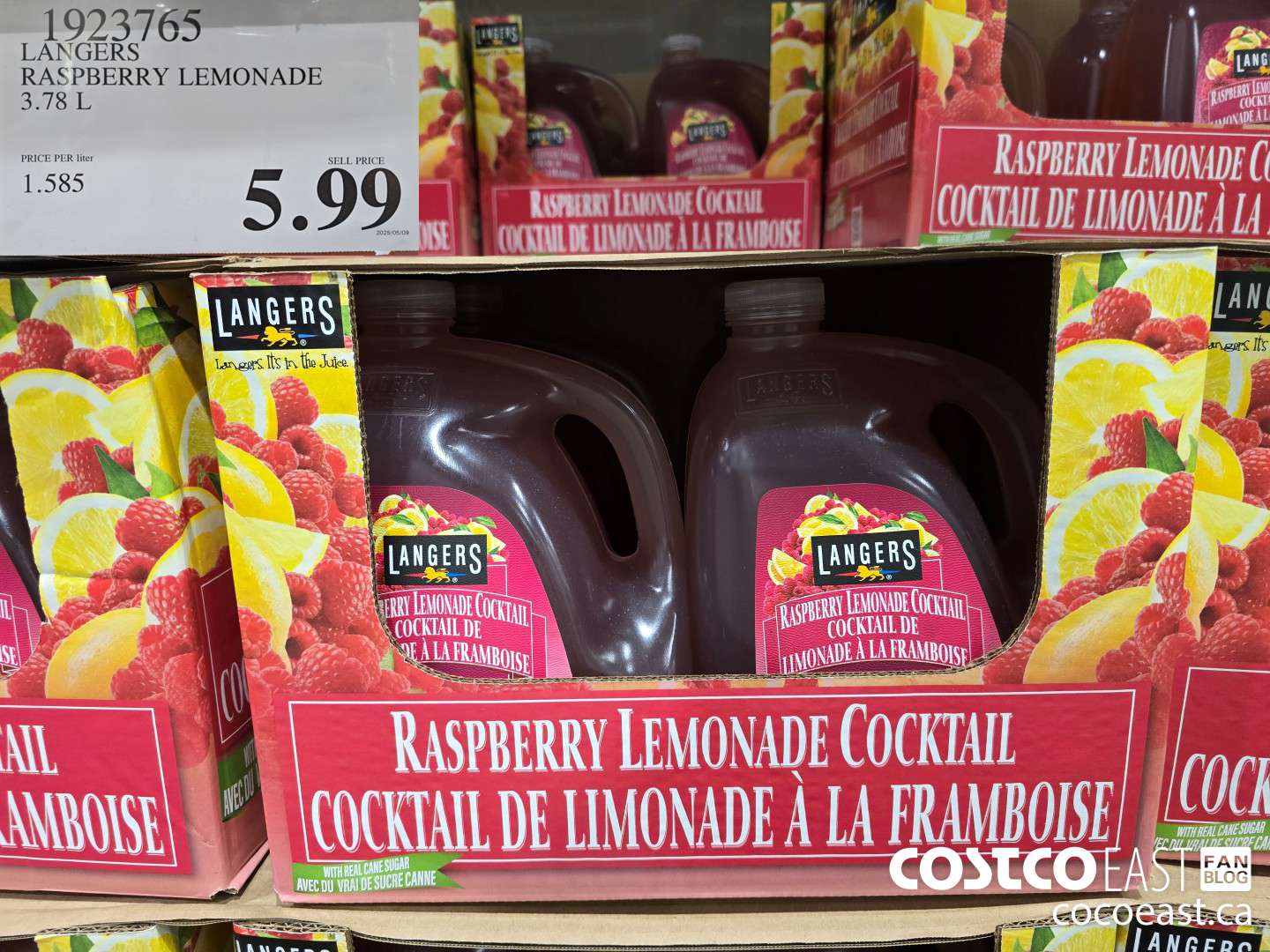 1923765 LANGERS RASPBERRY LEMONADE 3.78 L $5.99