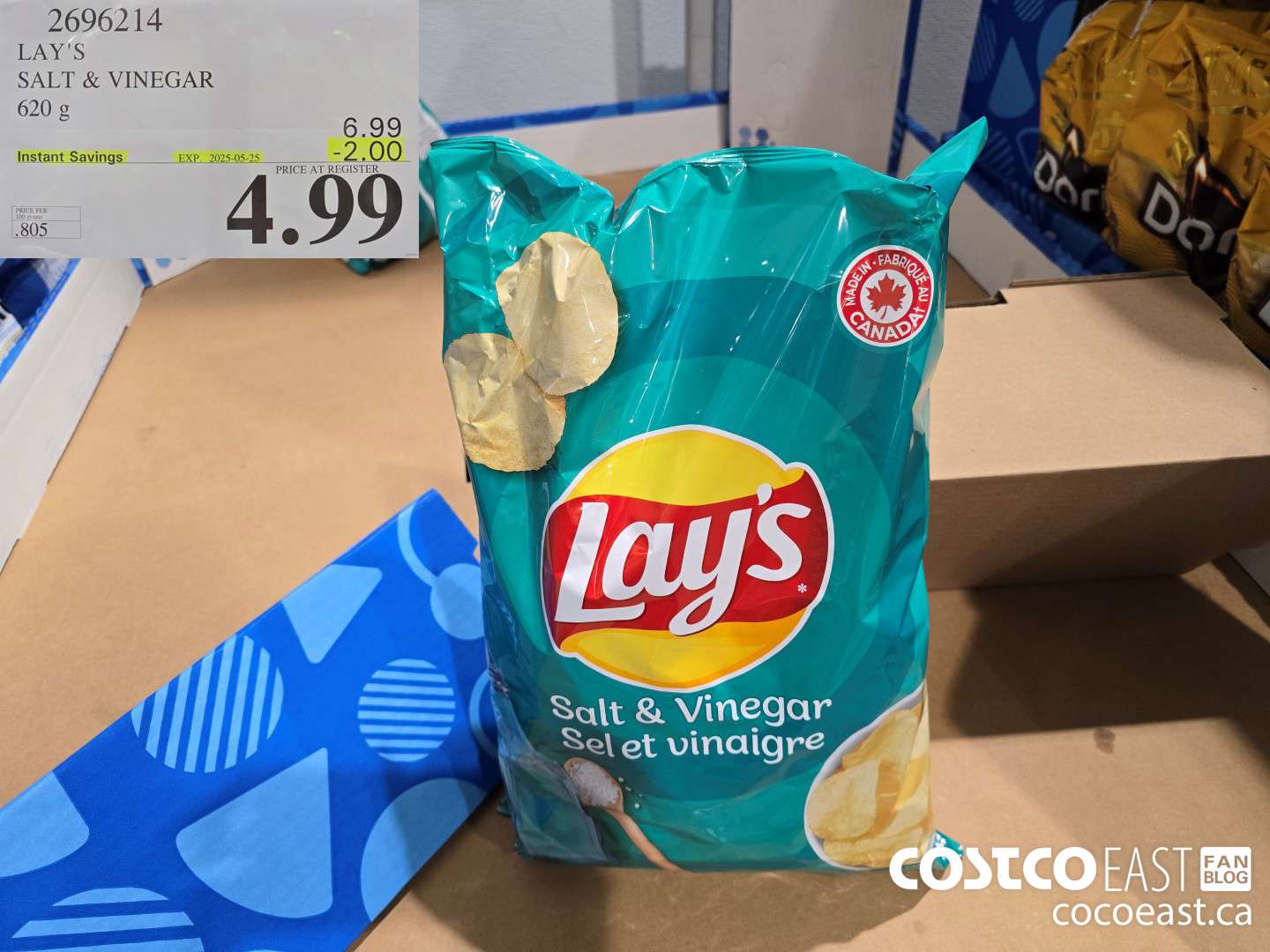2696214 LAY'S SALT & VINEGAR 620 g ($2.00 INSTANT SAVINGS EXPIRES ON 2025-05-25) $4.99